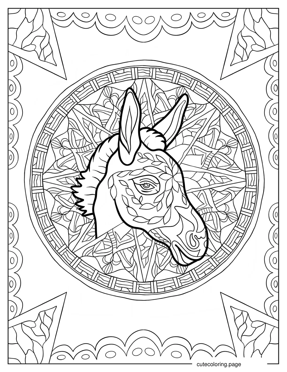 Donkey Face Mandala coloring page