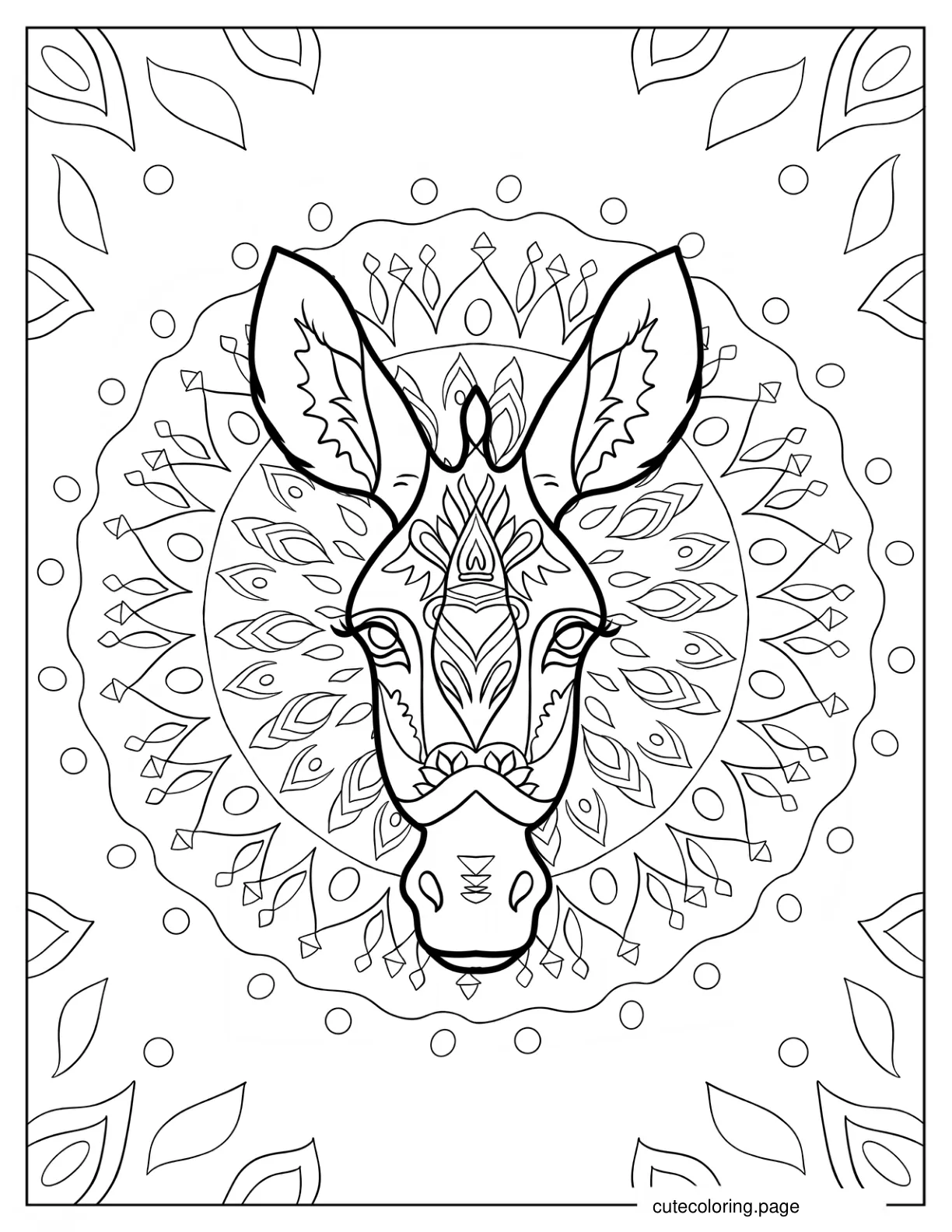 Intricate Donkey Mandala Coloring Sheet coloring page