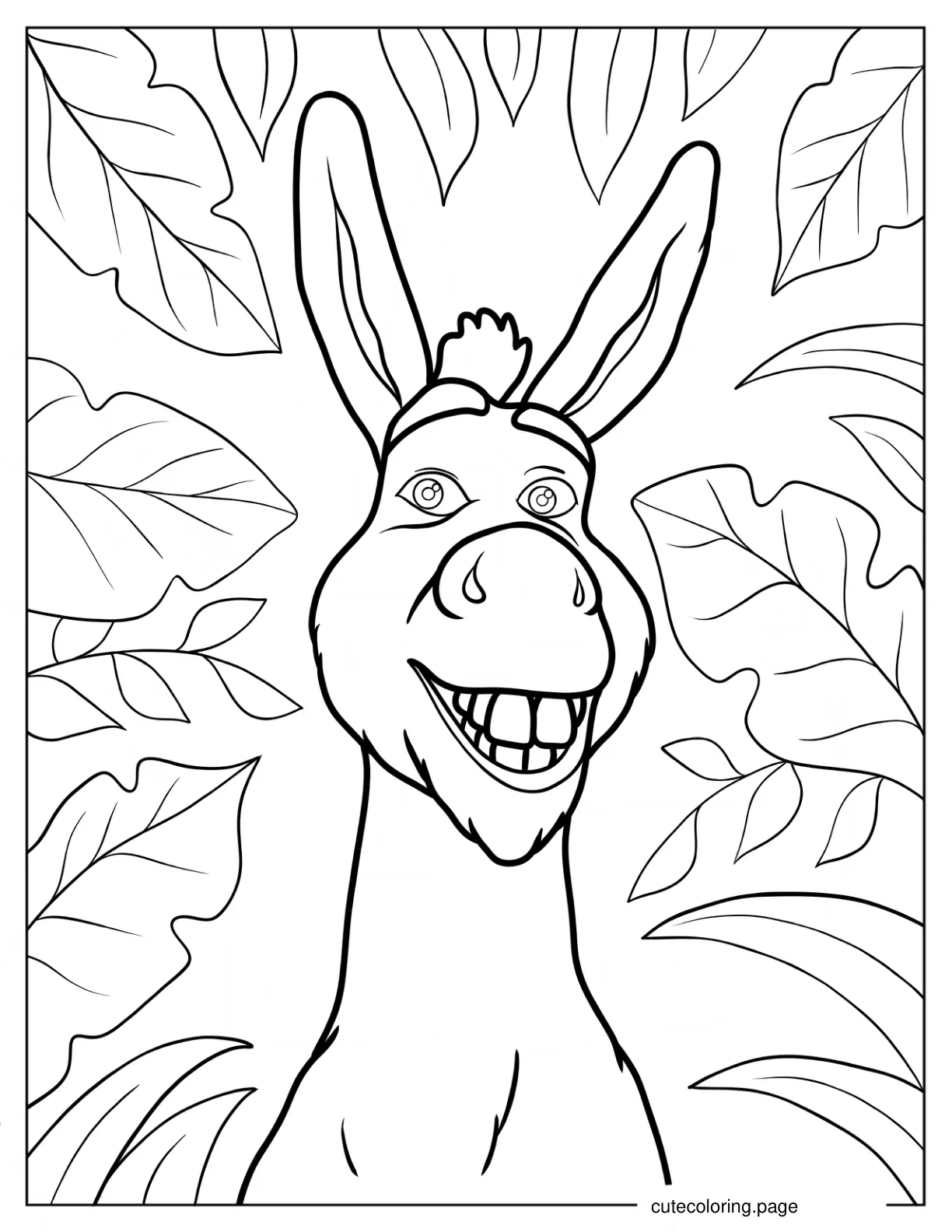 Shrek Donkey Smiling Coloring Page coloring page