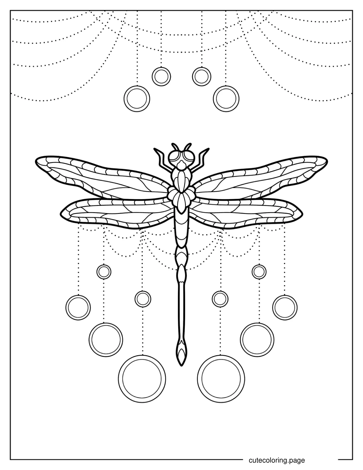 Beautiful Dragonfly Design With Rings Coloring Sheet 2 coloring page