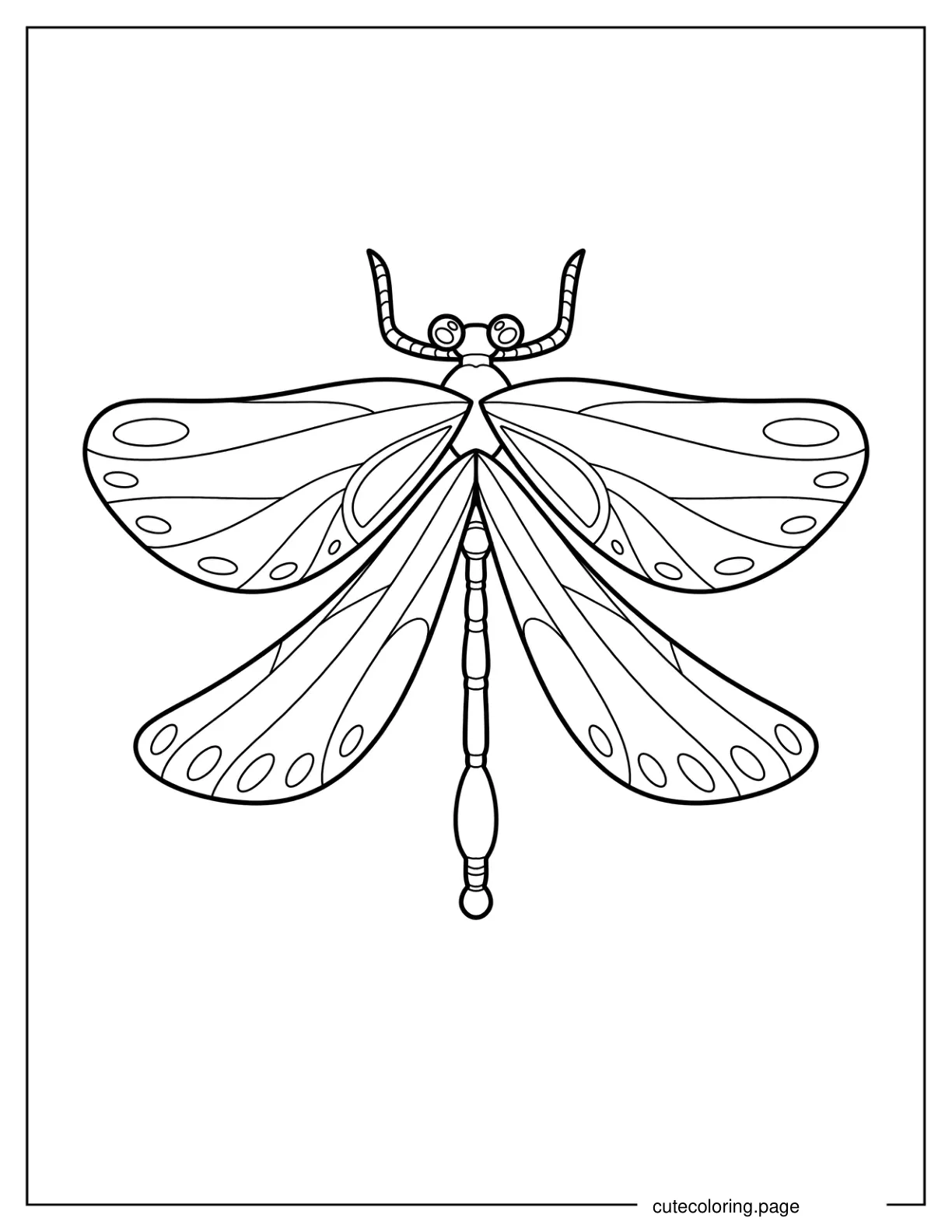 Detailed Top View Of Dragonfly 2 coloring page