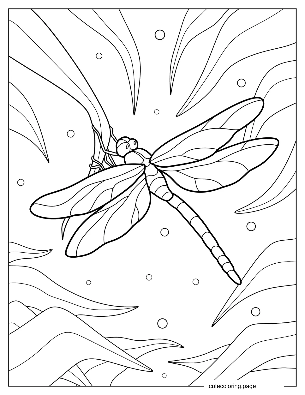 Dragonfly Clinging To Leaf Coloring Page 2 coloring page