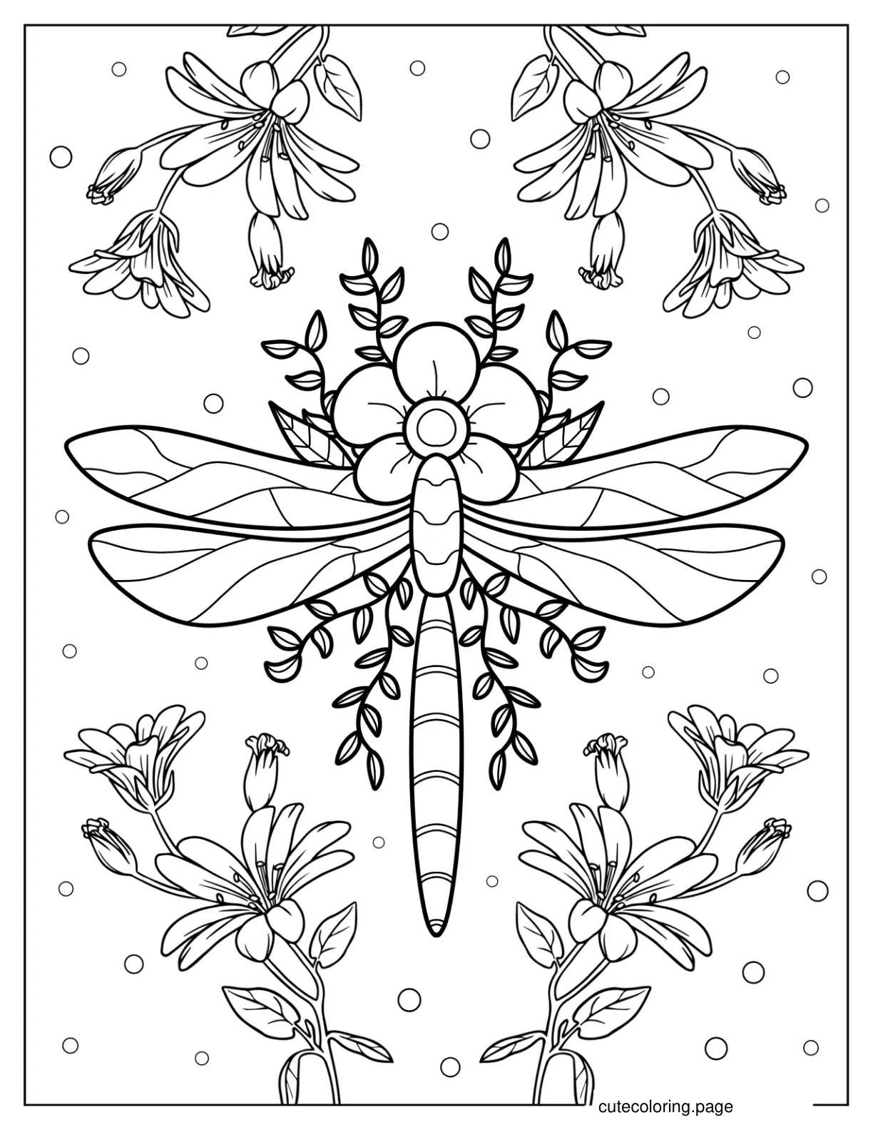 Dragonfly On Top Of Flower Coloring Page 2 coloring page