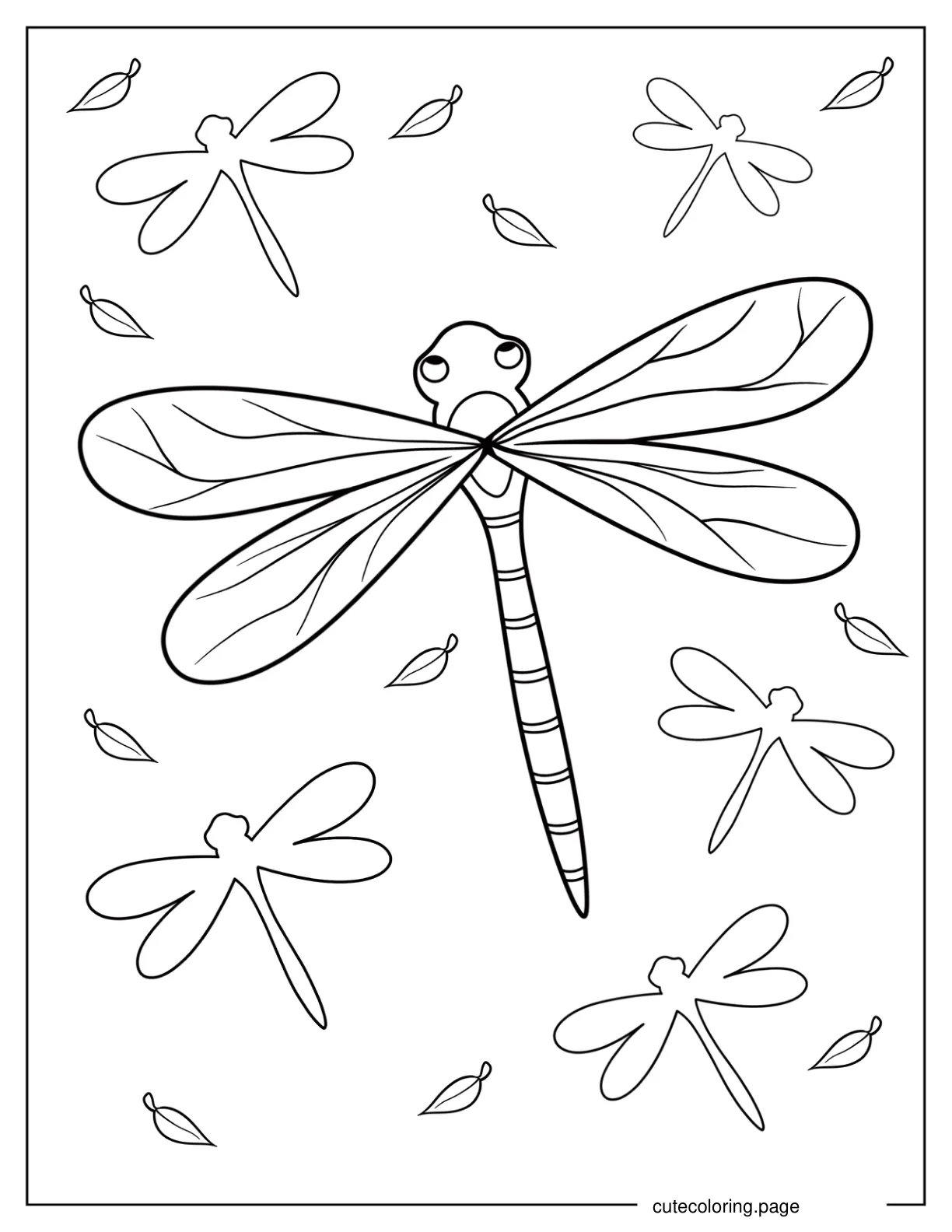 Easy Dragonfly Outline Coloring Sheet 2 coloring page