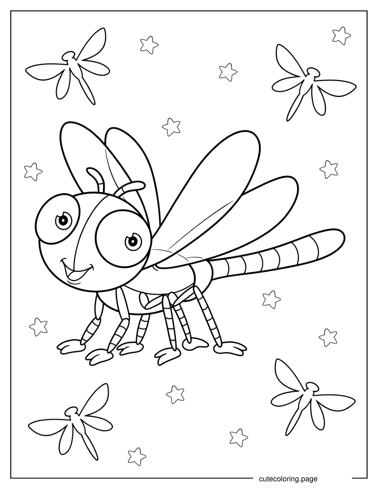 Happy Little Dragonfly Coloring Page For Preschoolers 2 coloring page