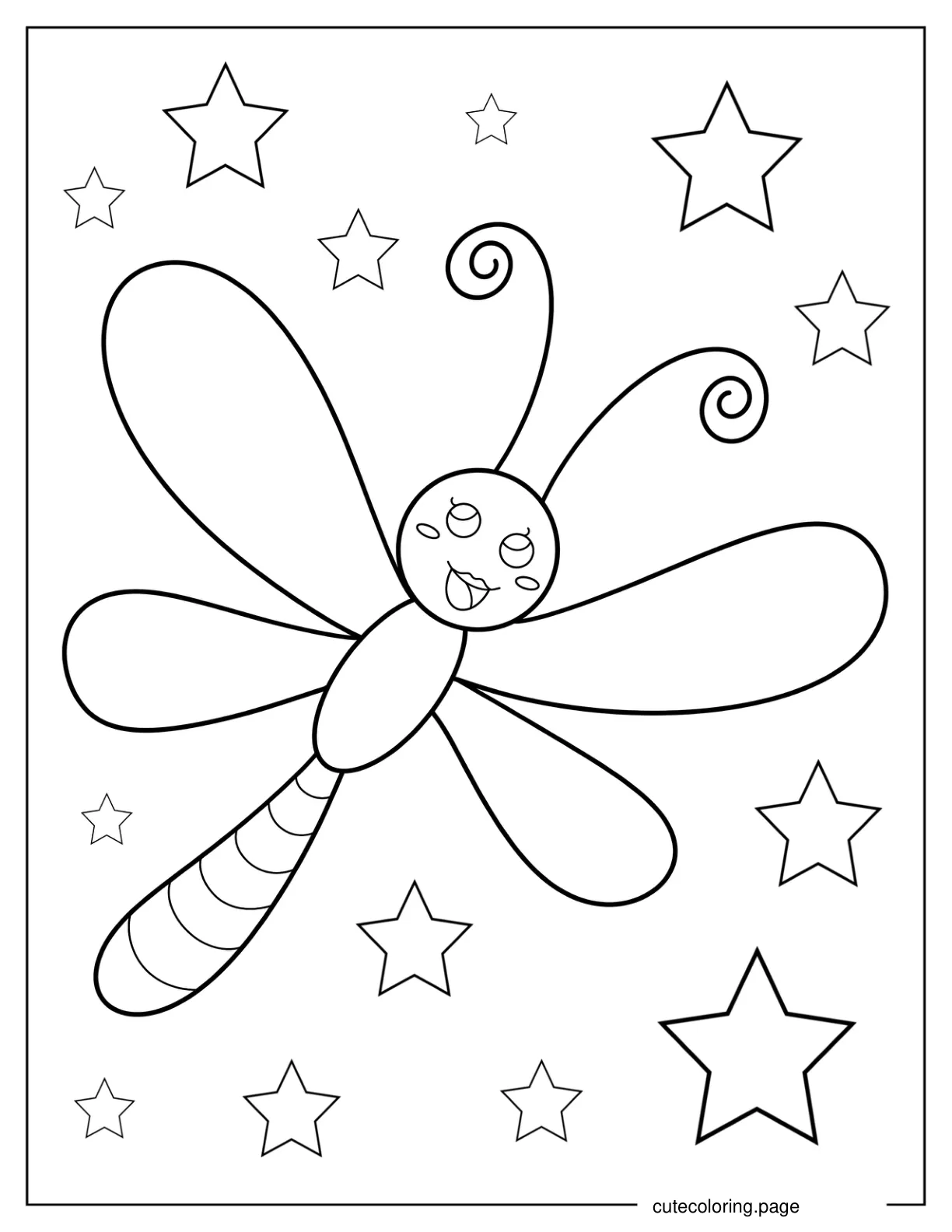 Pretty Female Dragonfly In The Air Coloring Sheet 2 coloring page