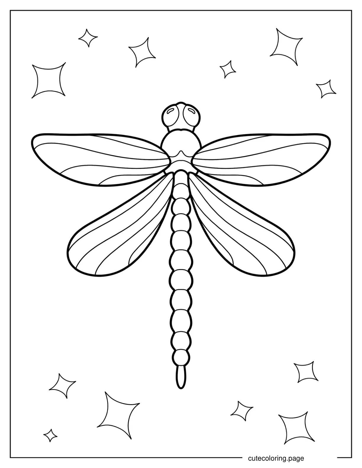 Simple Cartoon Dragonfly Coloring Page For Kids 2 coloring page