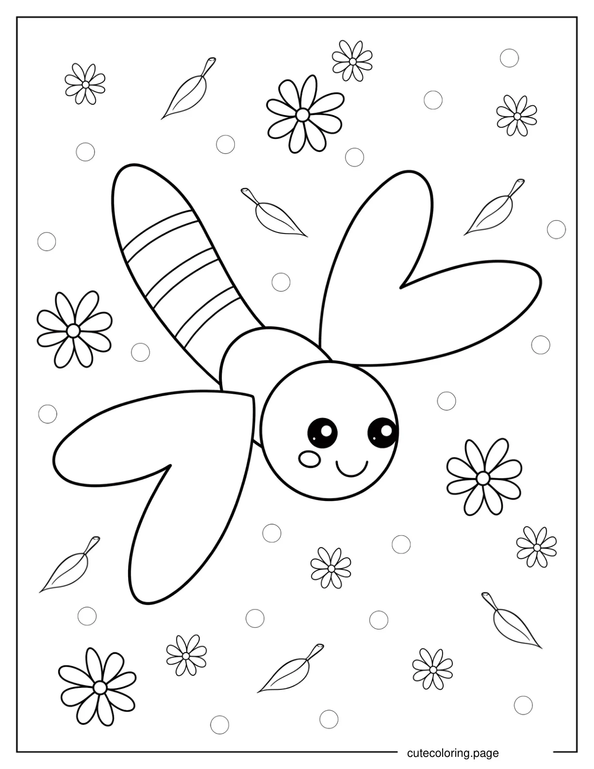 Smiling Cartoon Dragonfly Coloring Sheet For Kids 2 coloring page