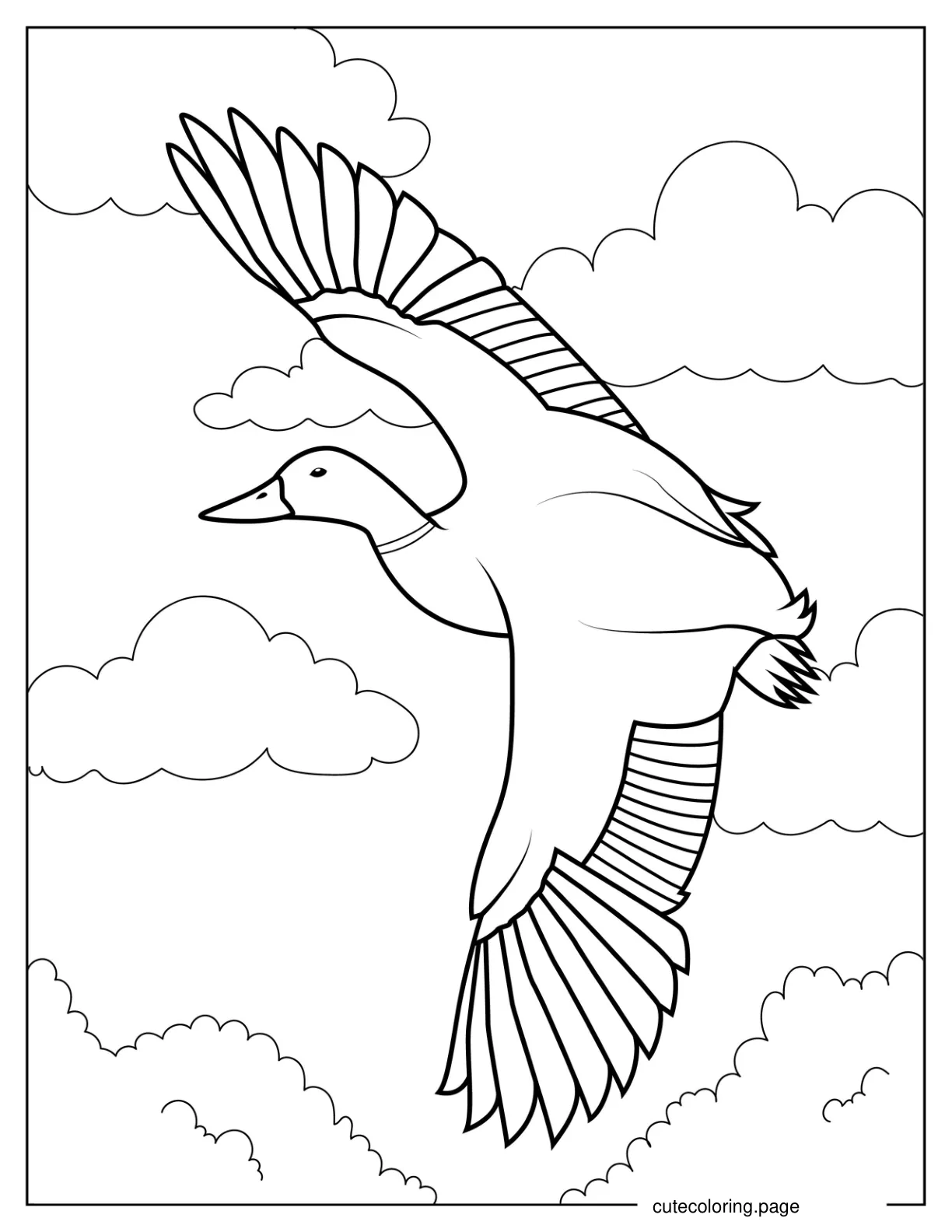 Coloring Page Of a Duck Flying coloring page