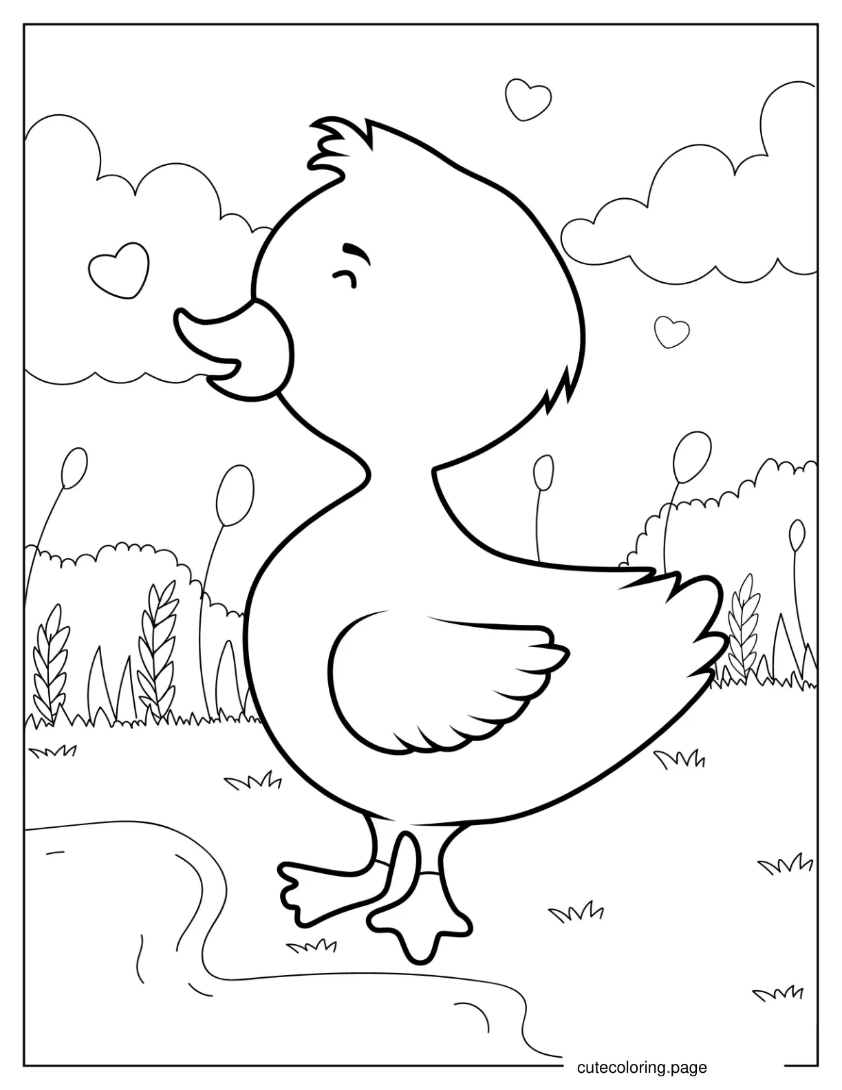 Cute Baby Duck To Color For Preschoolers coloring page