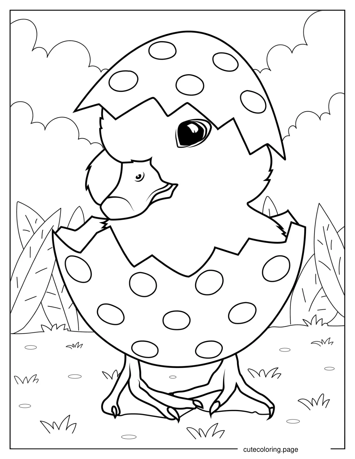 Duckling Hatching From Easter Egg coloring page