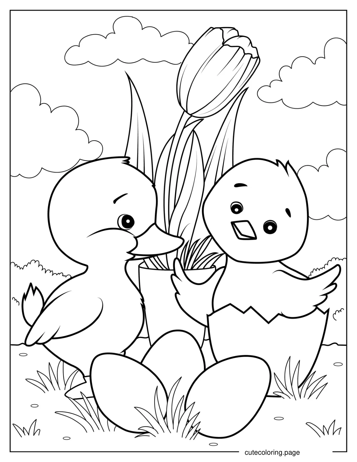 Easter Themed Ducks To Color For Kids 1 coloring page