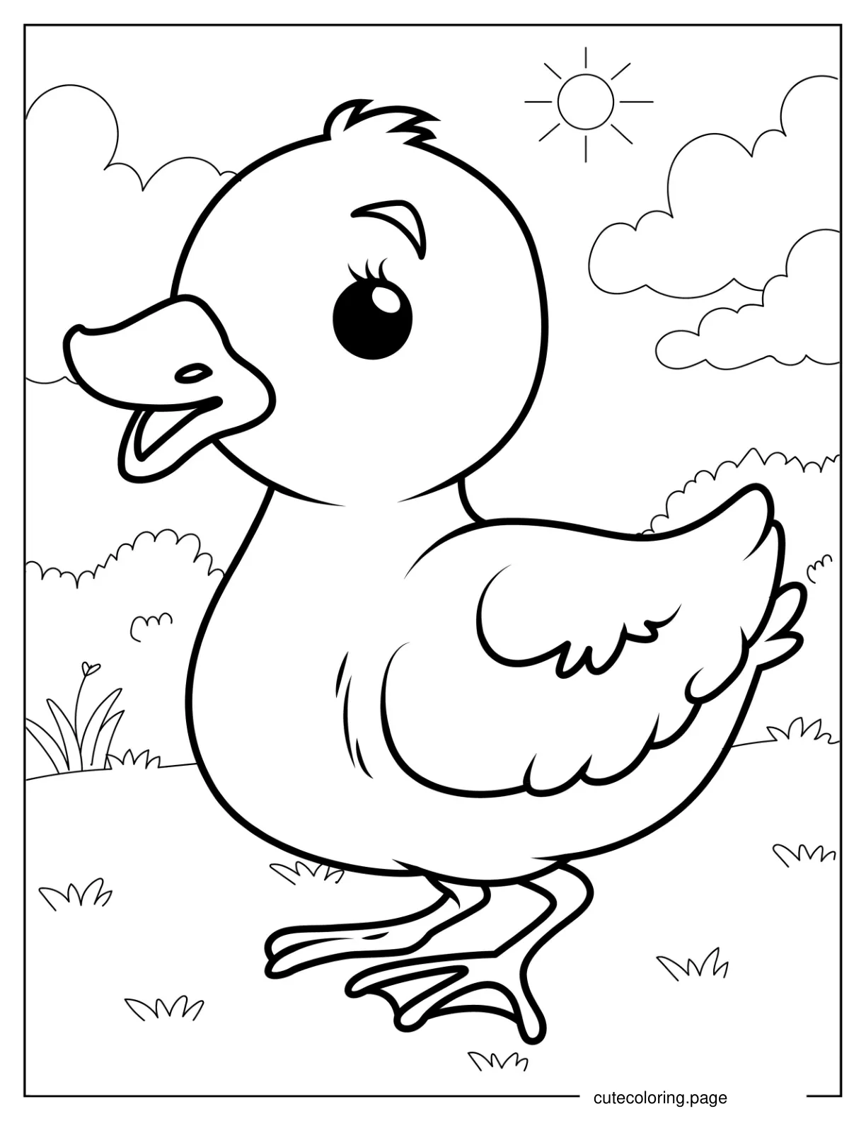 Simple Outline Of a Duckling To Color coloring page