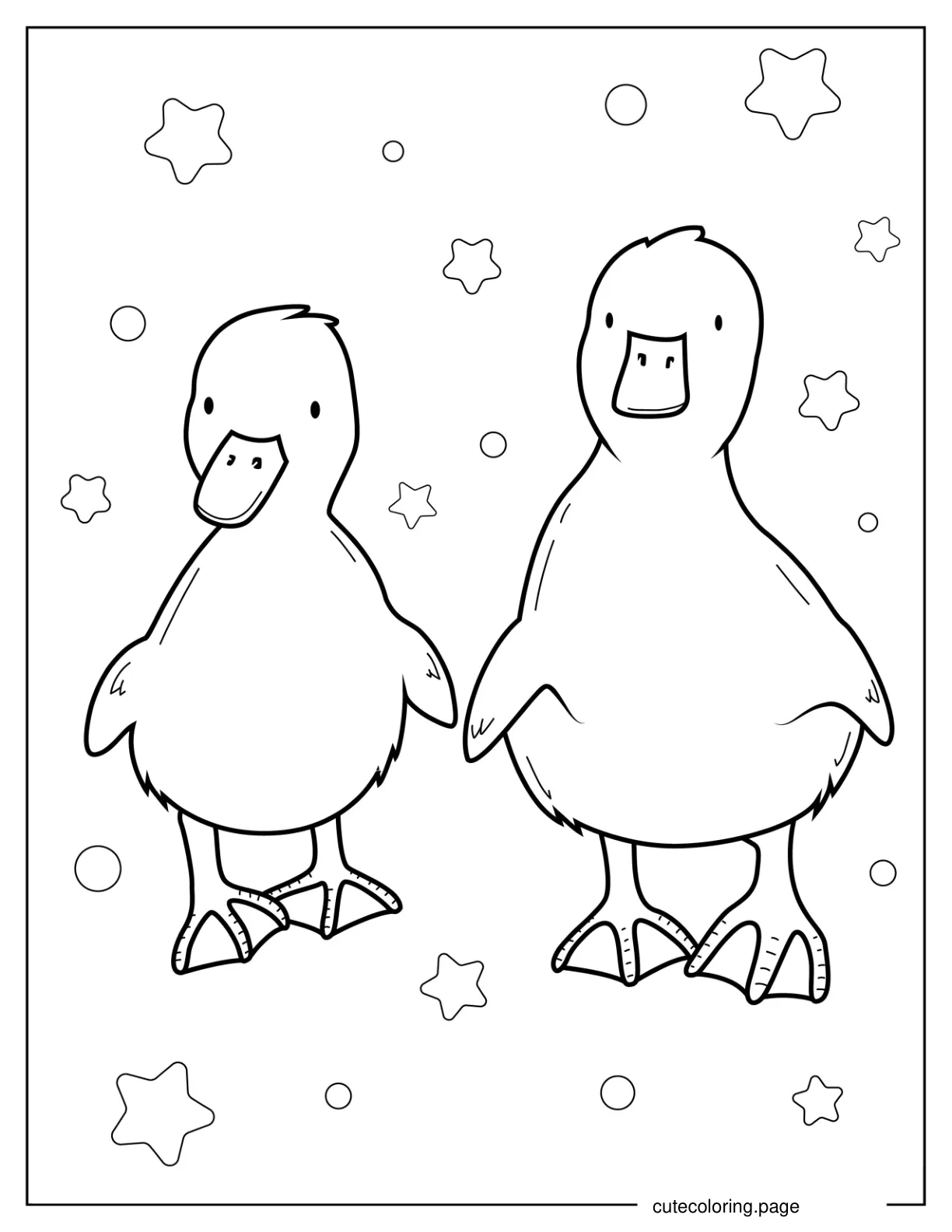 Two Cute Baby Ducklings To Color For Kids coloring page