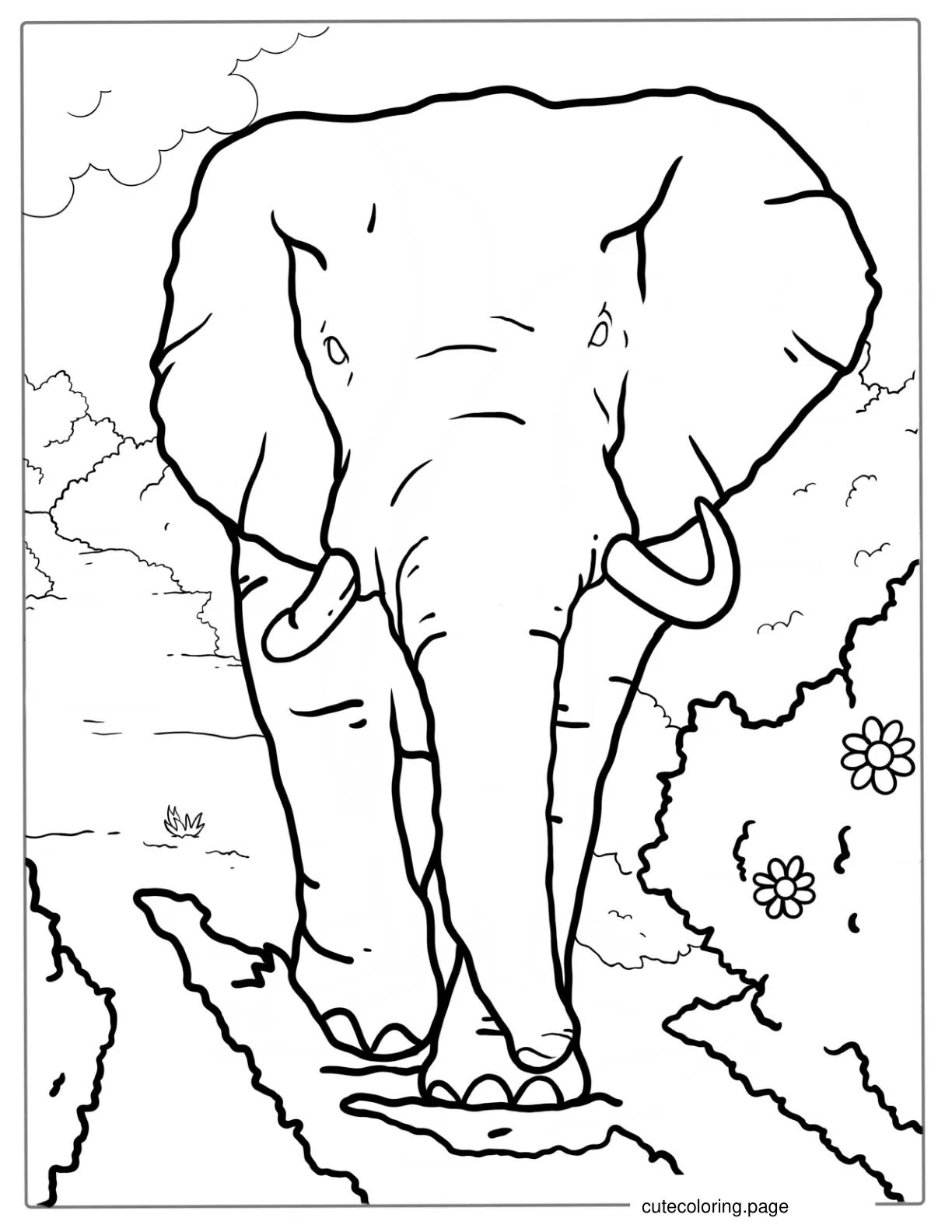 Big Indian Elephant In The Wild coloring page