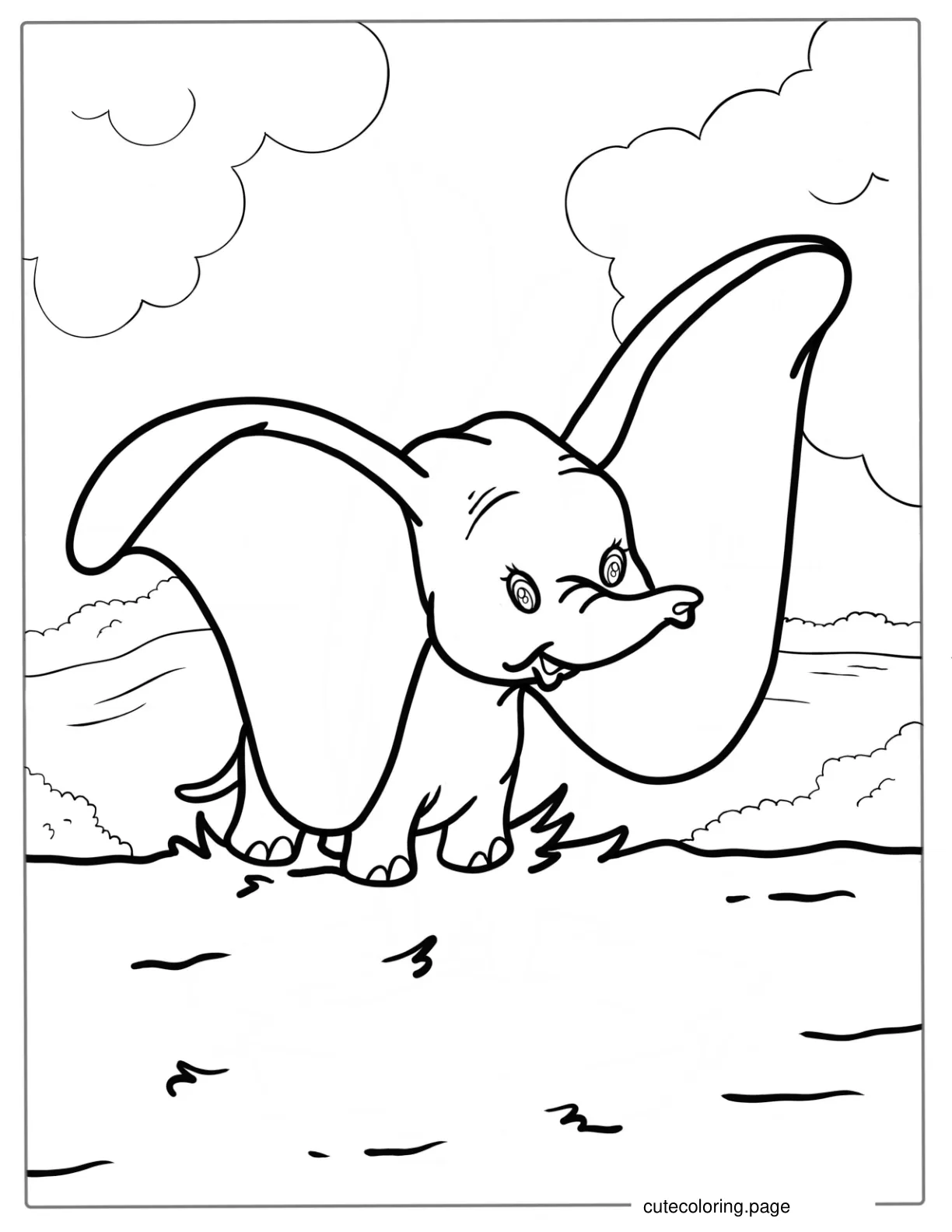 Dumbo The Elephant With Big Ears Coloring Sheet coloring page