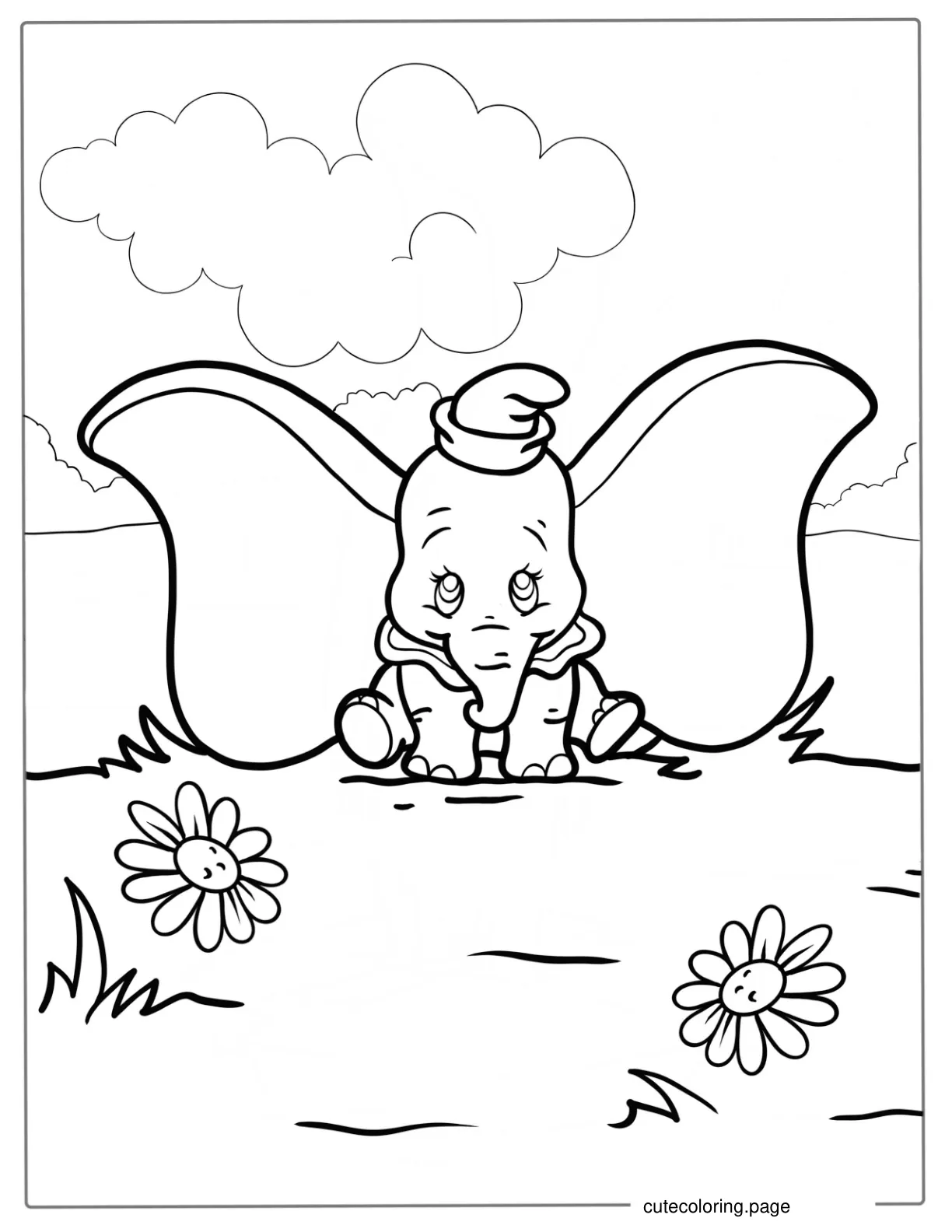 Easy Coloring Page Of Dumbo The Elephant coloring page