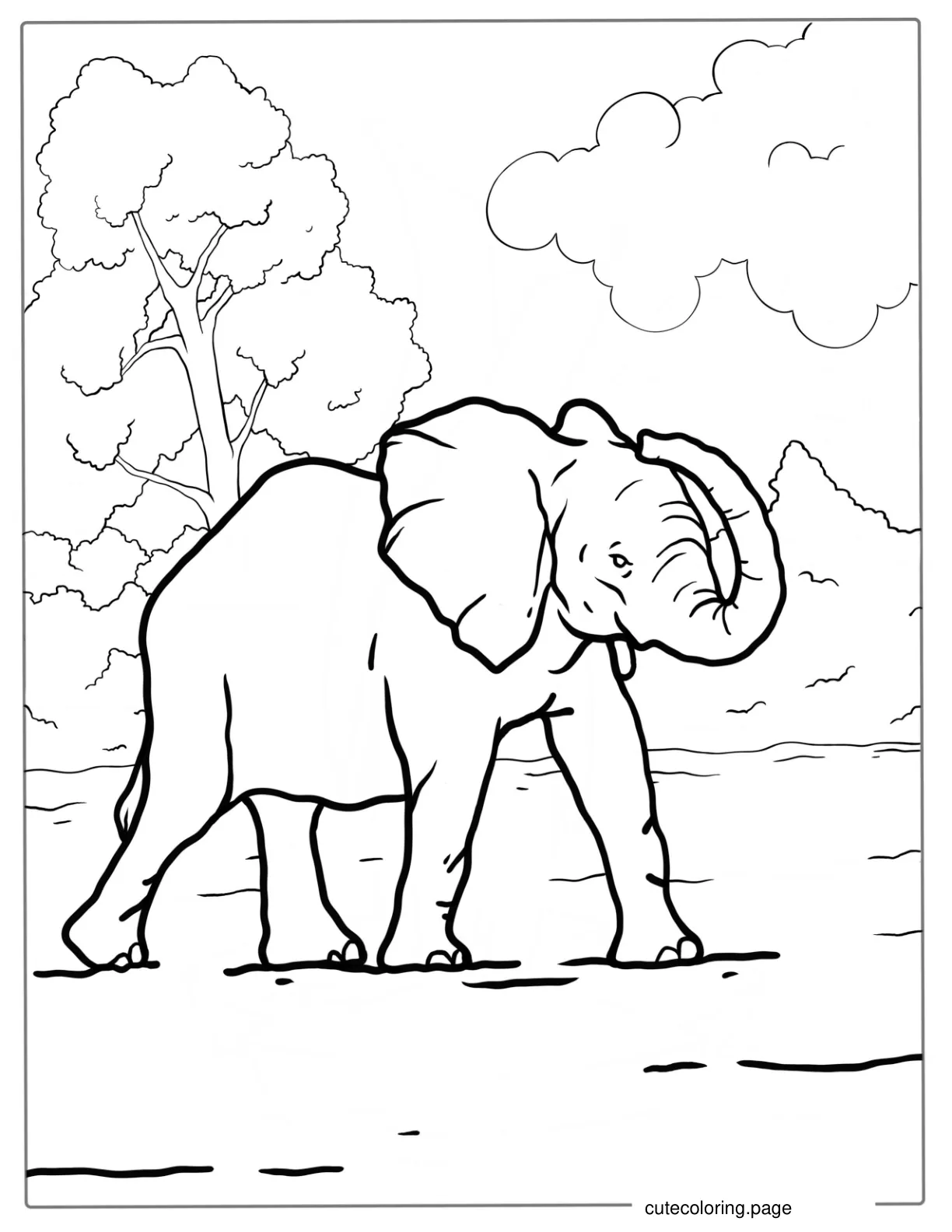 Elephant With Big Trunk Coloring In coloring page