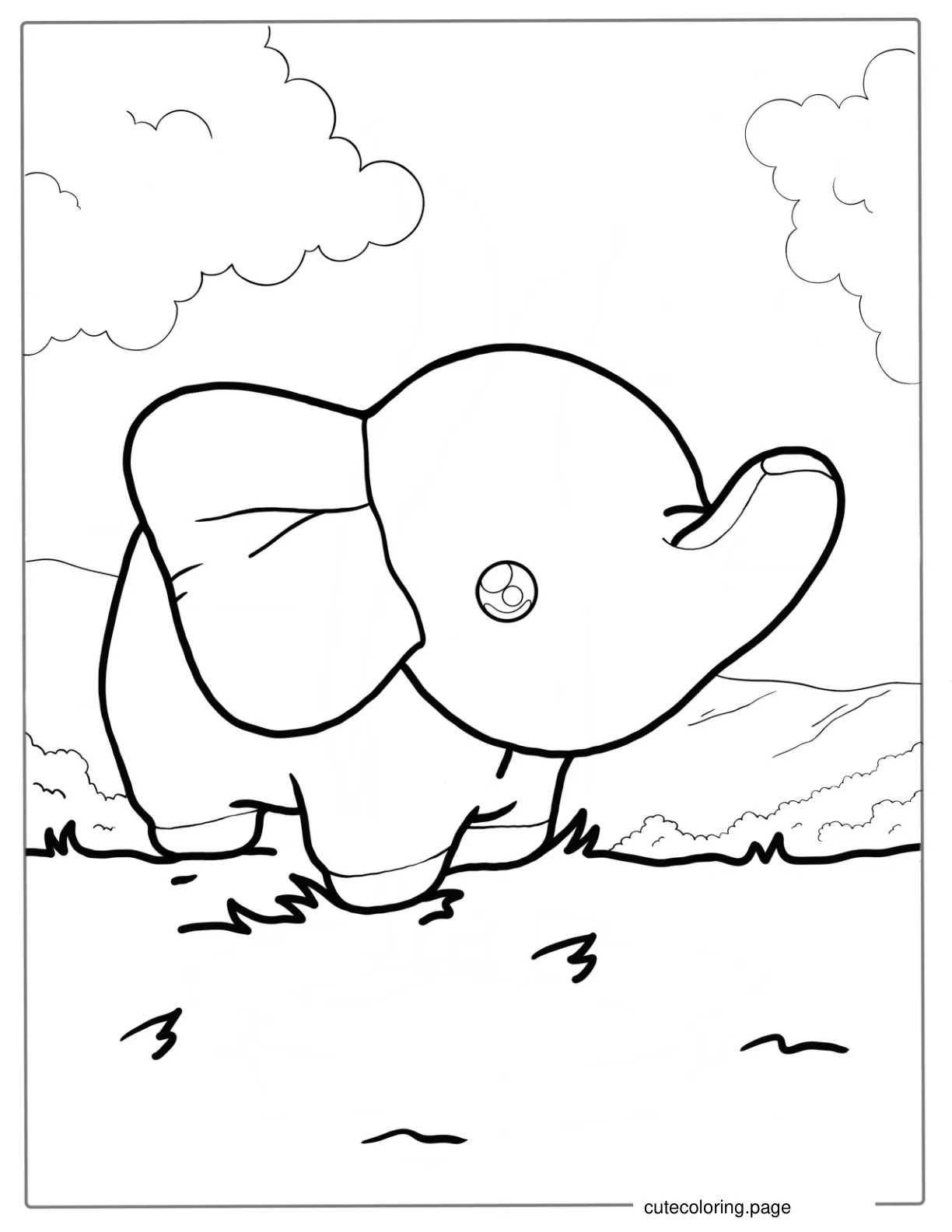 Kawaii Elephant With Little Trunk coloring page