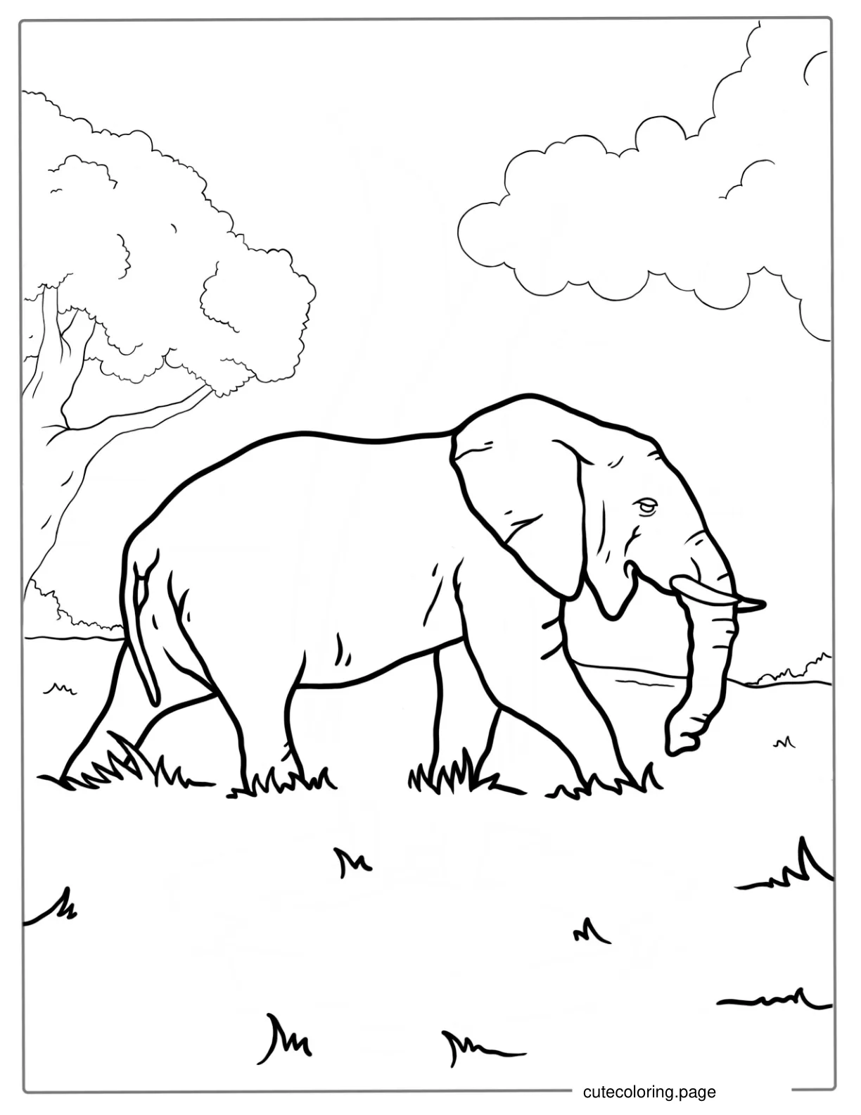 Side On View Of Asian Elephant To Color coloring page