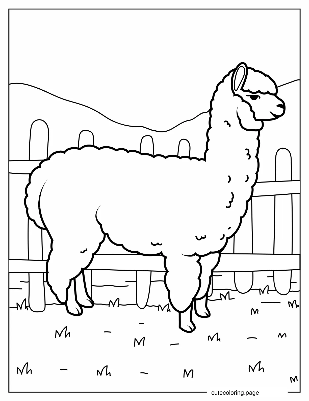 Alpaca Farm Animal To Color coloring page