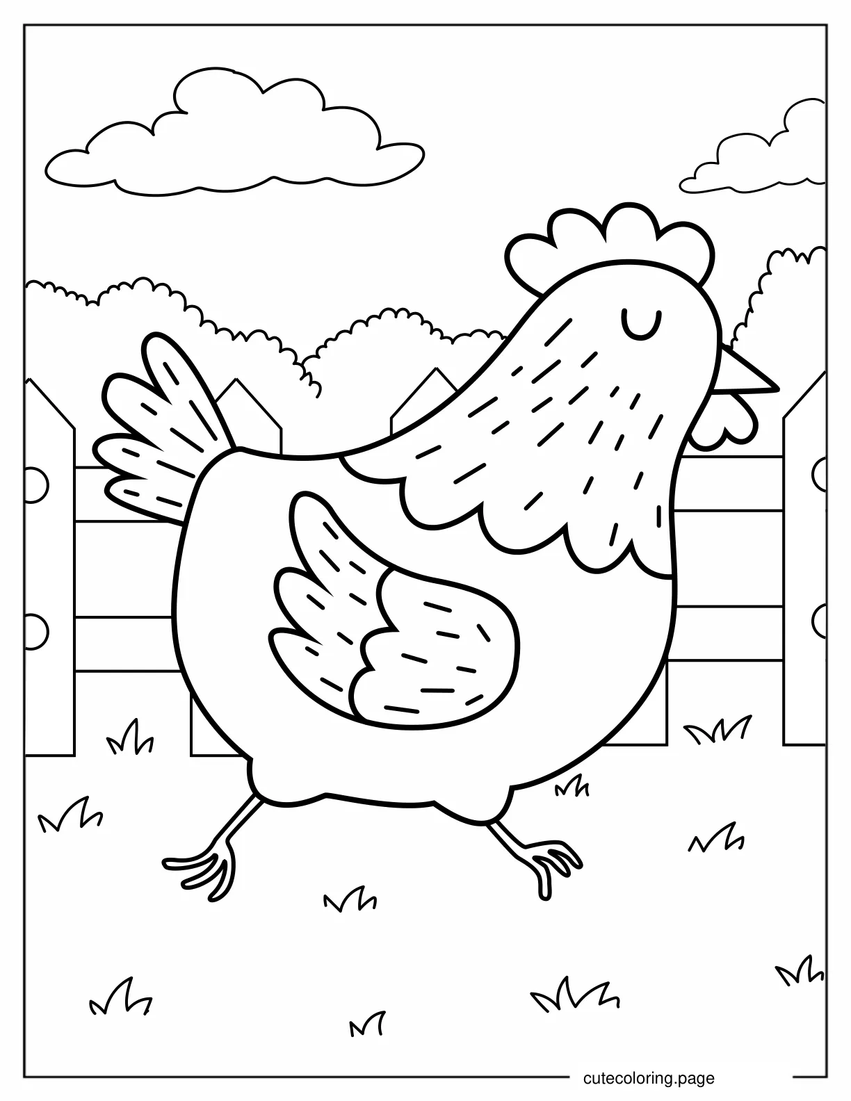 Egg Laying Chicken Walking Around Farm coloring page