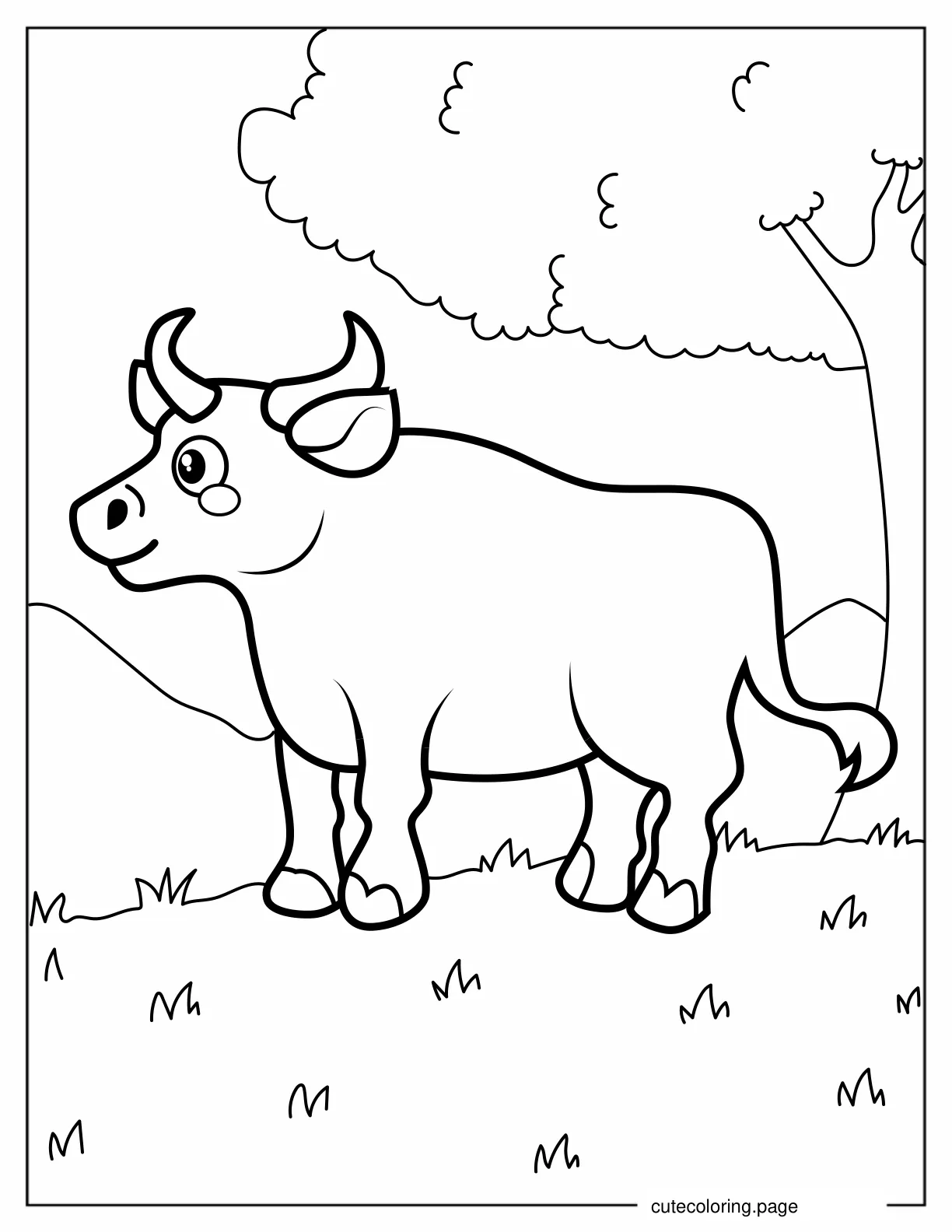 Simple Outline Of a Bull To Color coloring page