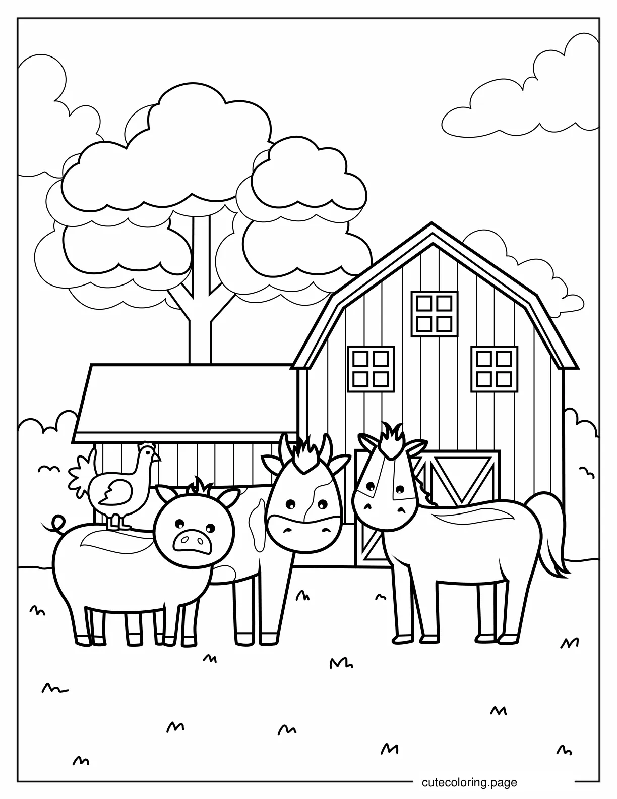 Various Farm Animals To Color For Kids coloring page