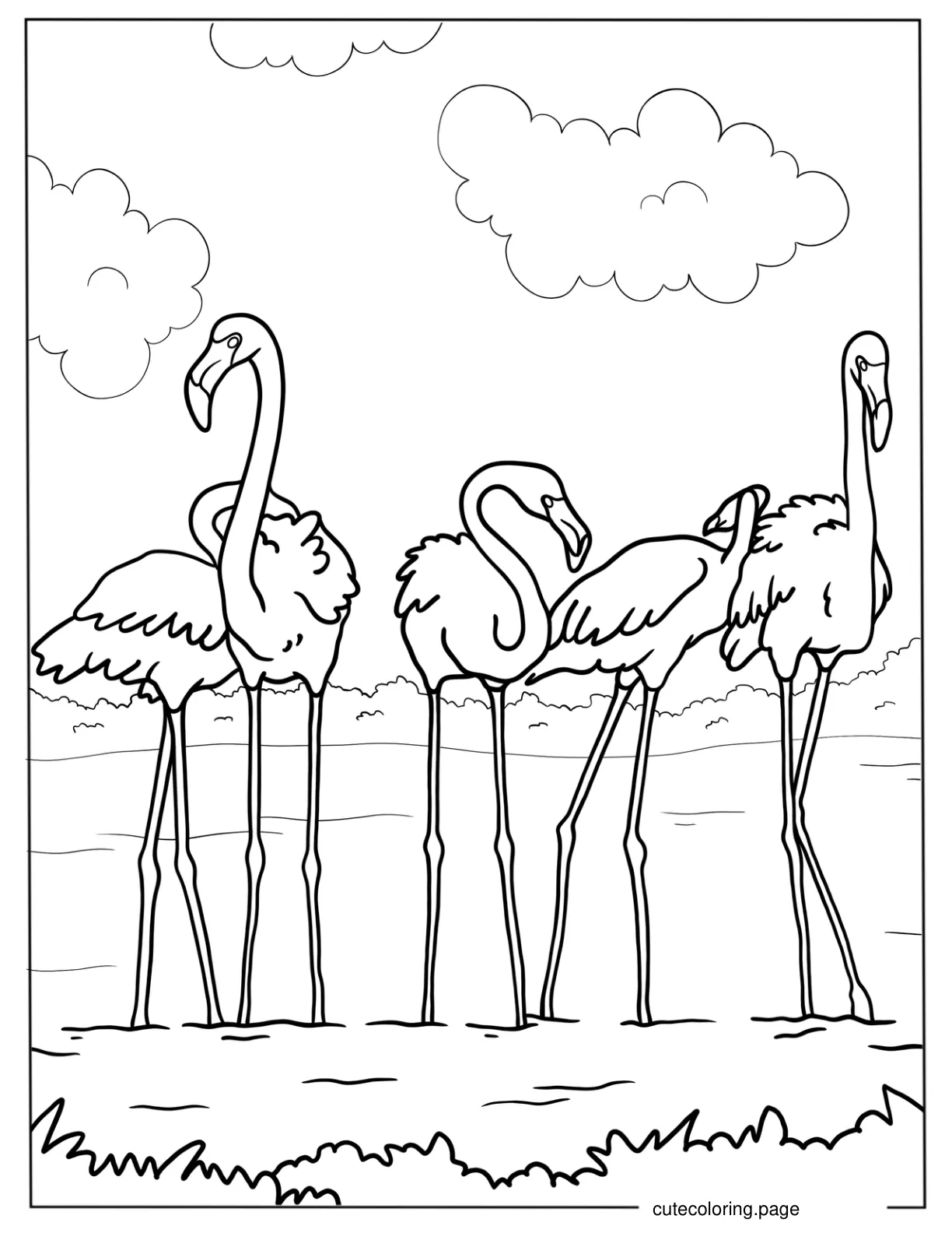 A Flamboyance Of Flamingos Coloring Page coloring page