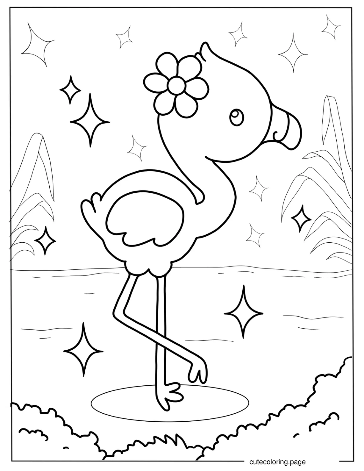 Adorable Baby Flamingo To Color coloring page