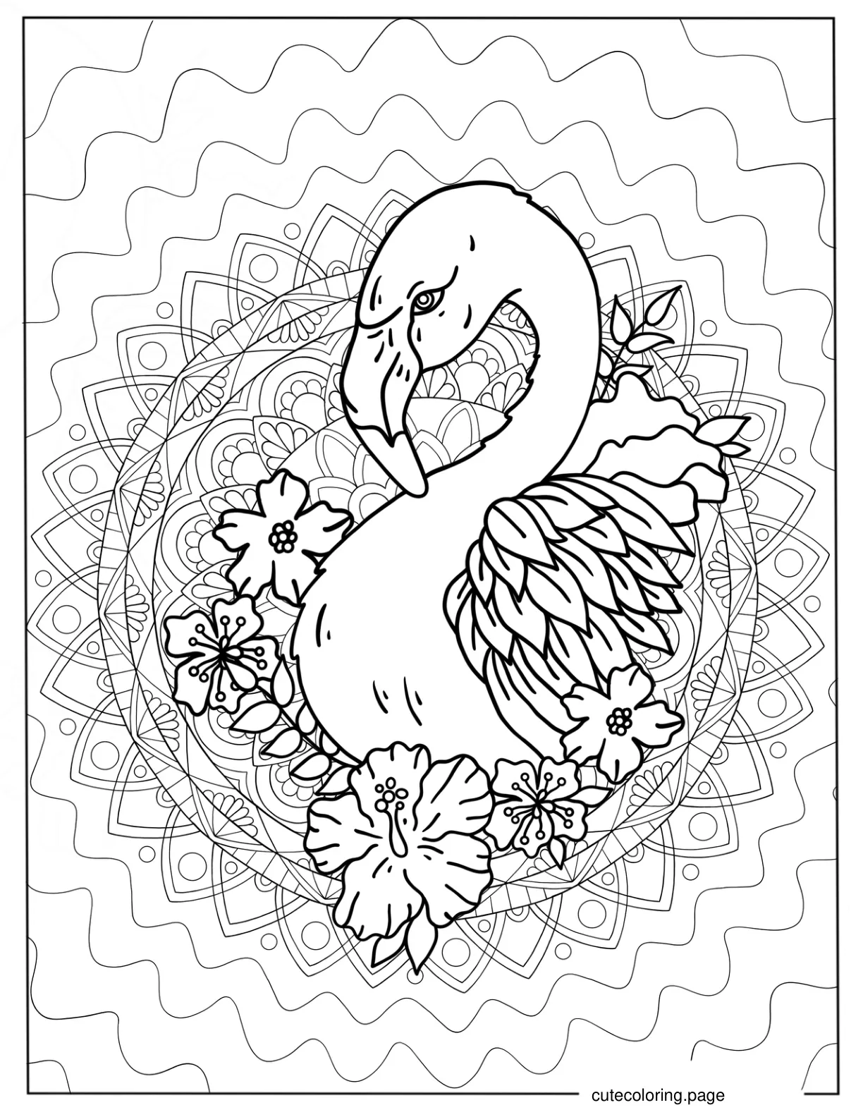 Flamingo Mandala Coloring Page coloring page