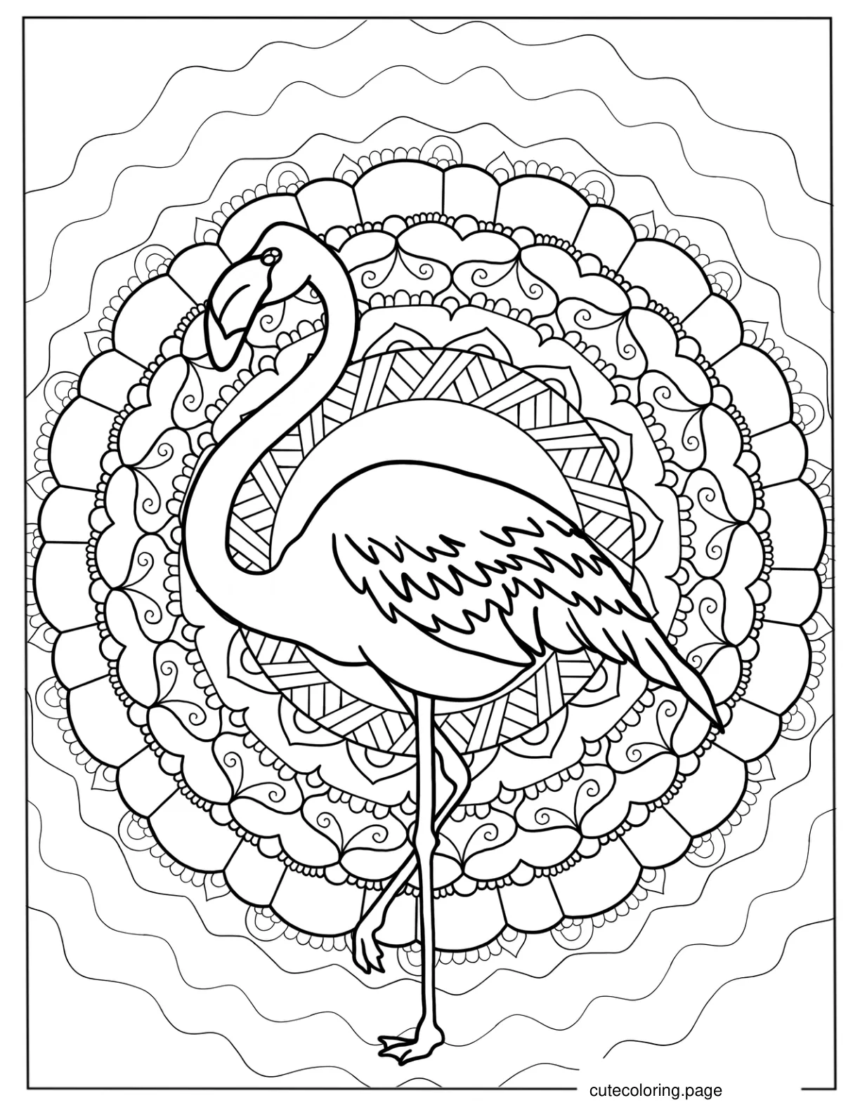 Mandala Flamingo To Color For Relaxation coloring page