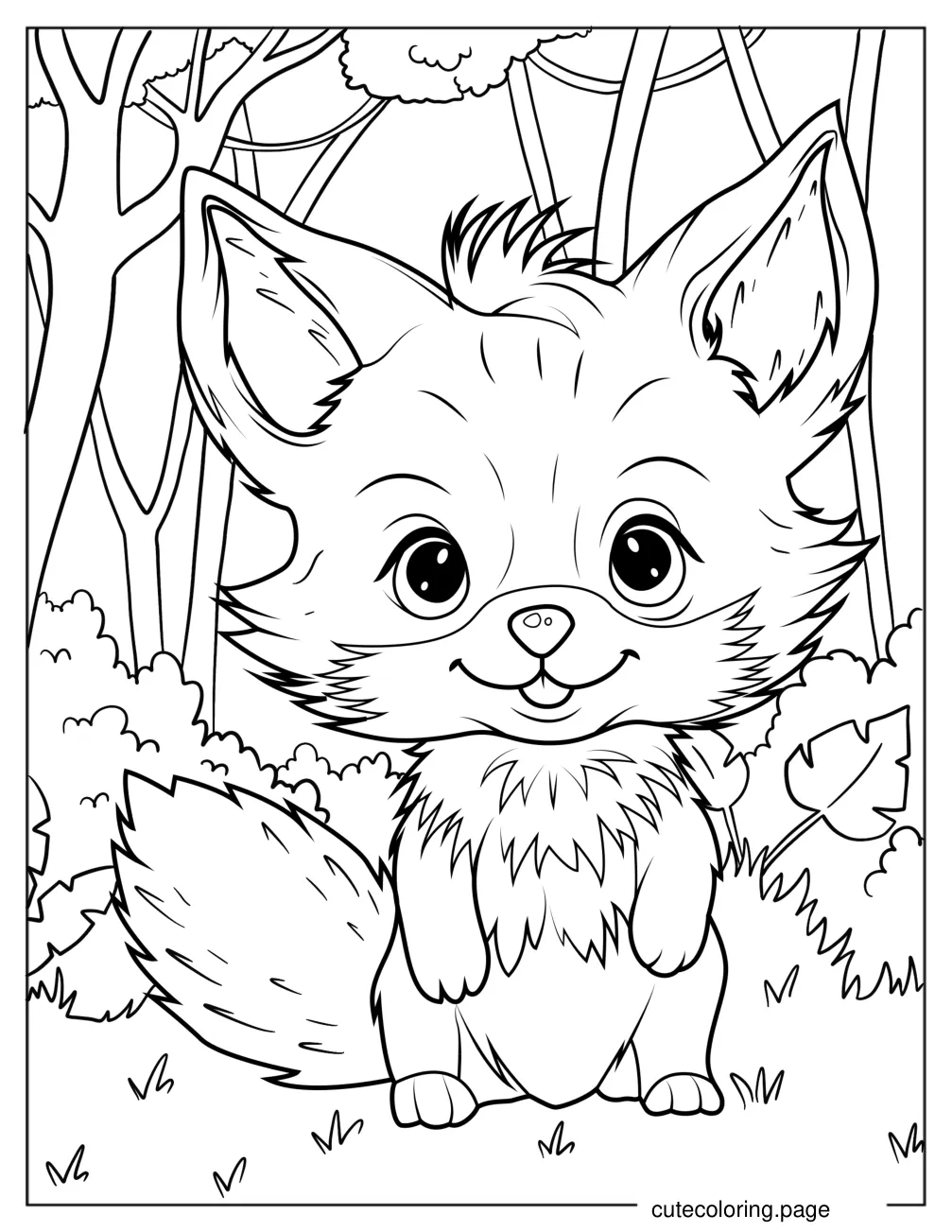 Chibi Fox Coloring Page For Kids coloring page