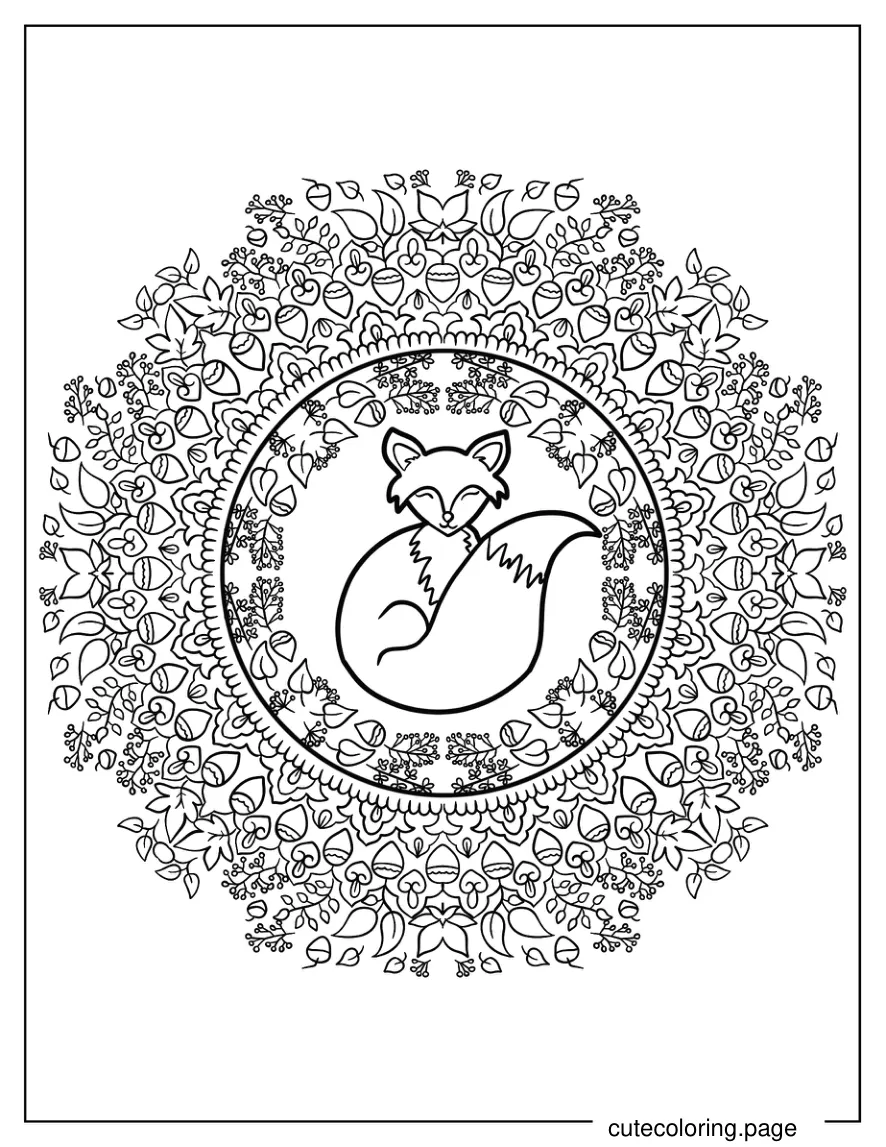 Fox Inside Floral Mandala coloring page