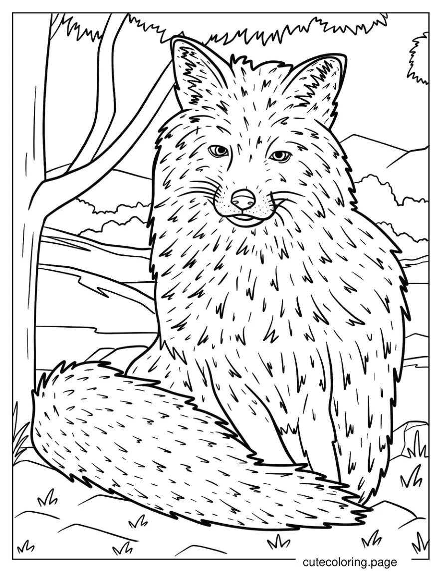 Male Fox With Detailed Fur Coloring Sheet coloring page