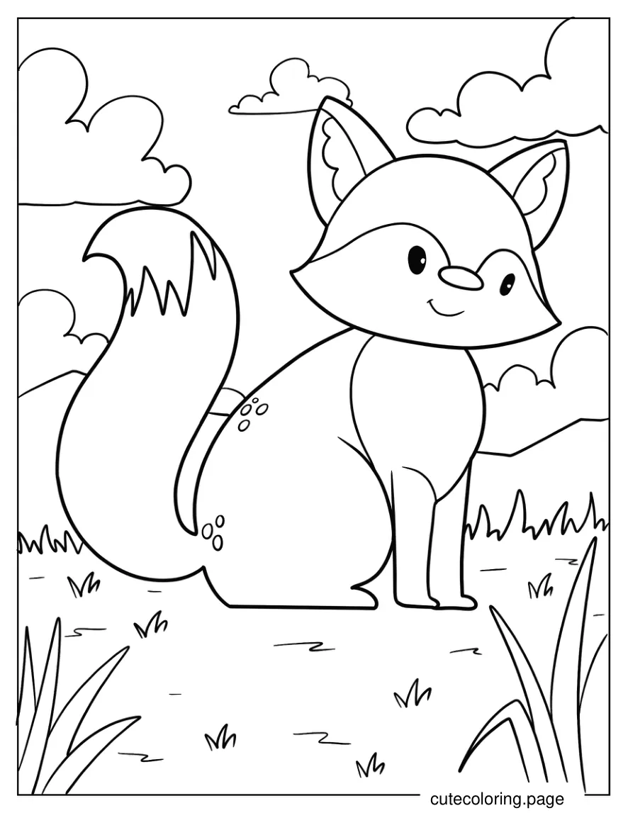 Simple Fox Coloring Page For Kids coloring page