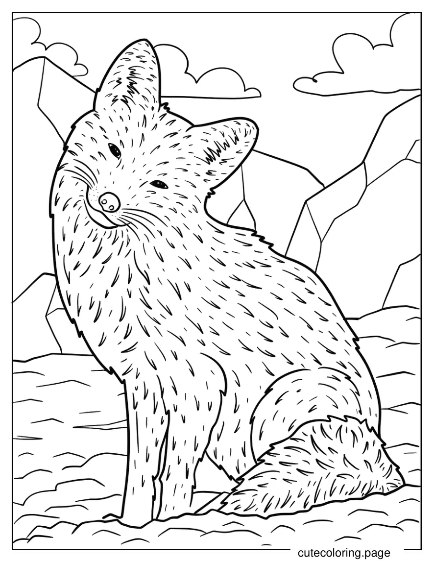 Smiling Realistic Fox Coloring Page coloring page