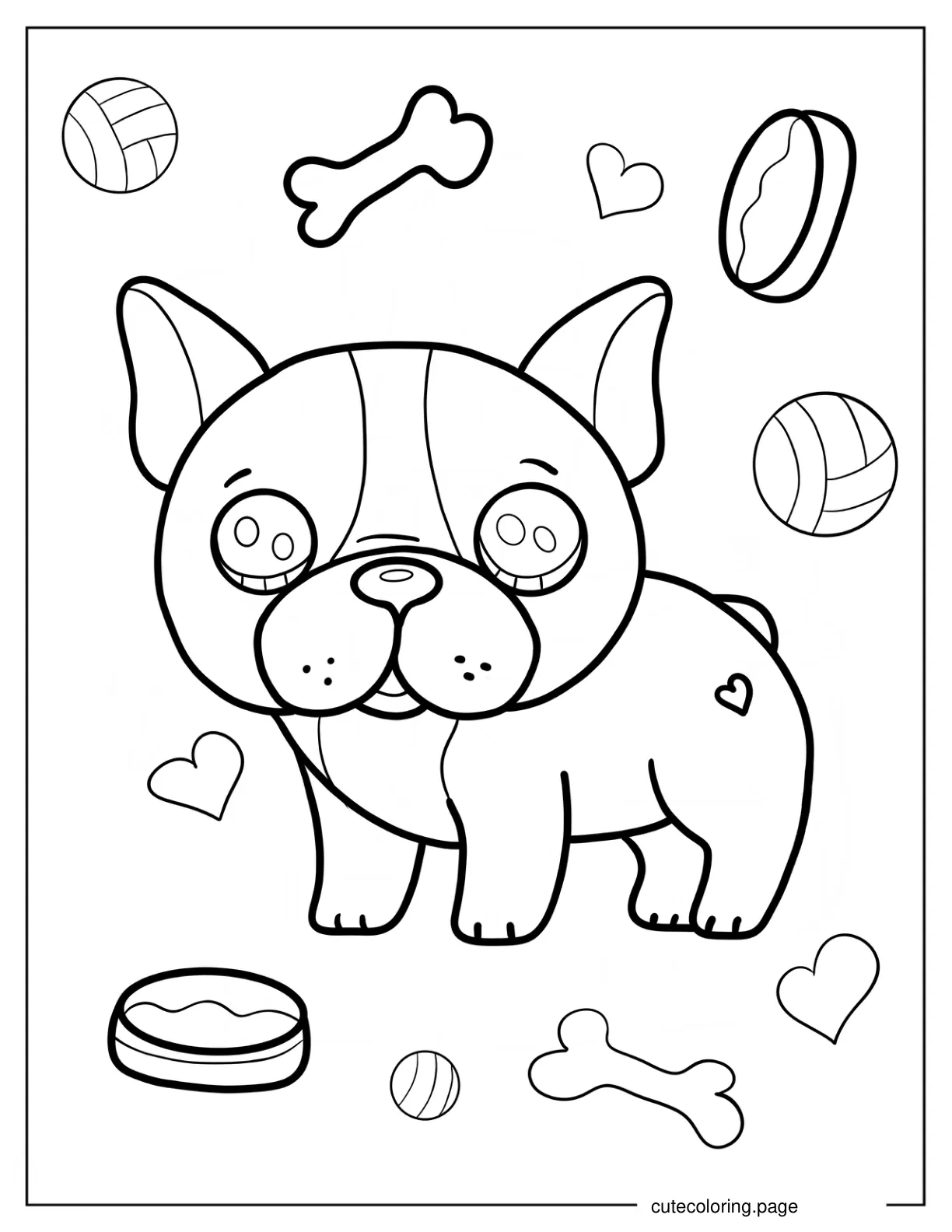 Chibi French Bulldog Coloring Page For Kids coloring page