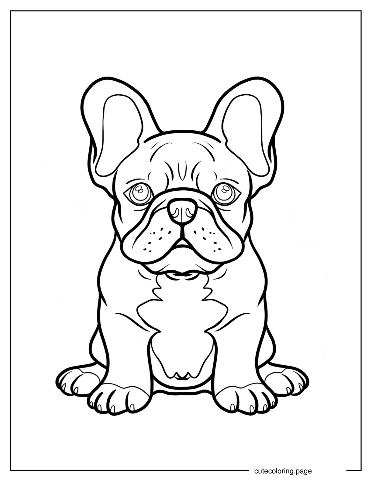 Cute French Bulldog Sitting Coloring Sheet For Preschoolers coloring page