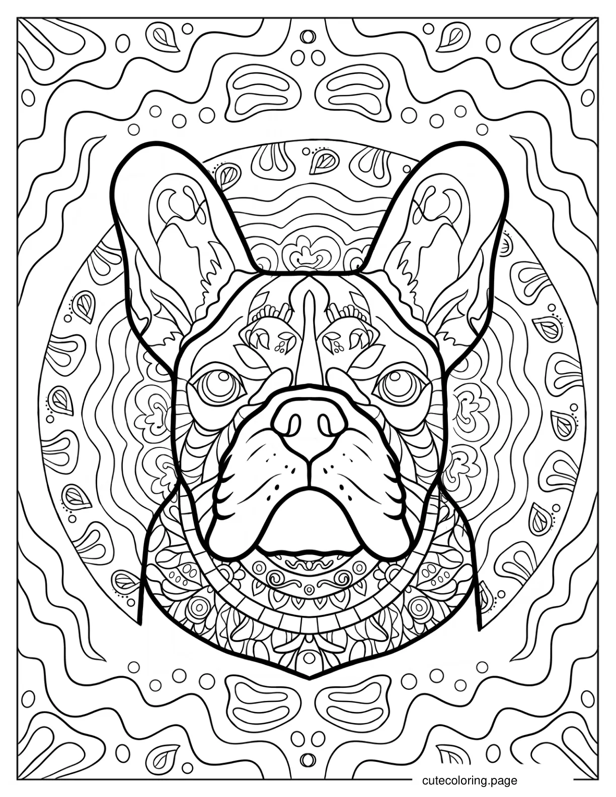 Intricate French Bulldog Mandala Coloring Sheet coloring page