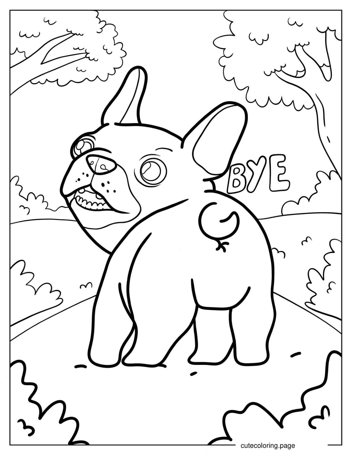 Rear View Of French Bulldog coloring page