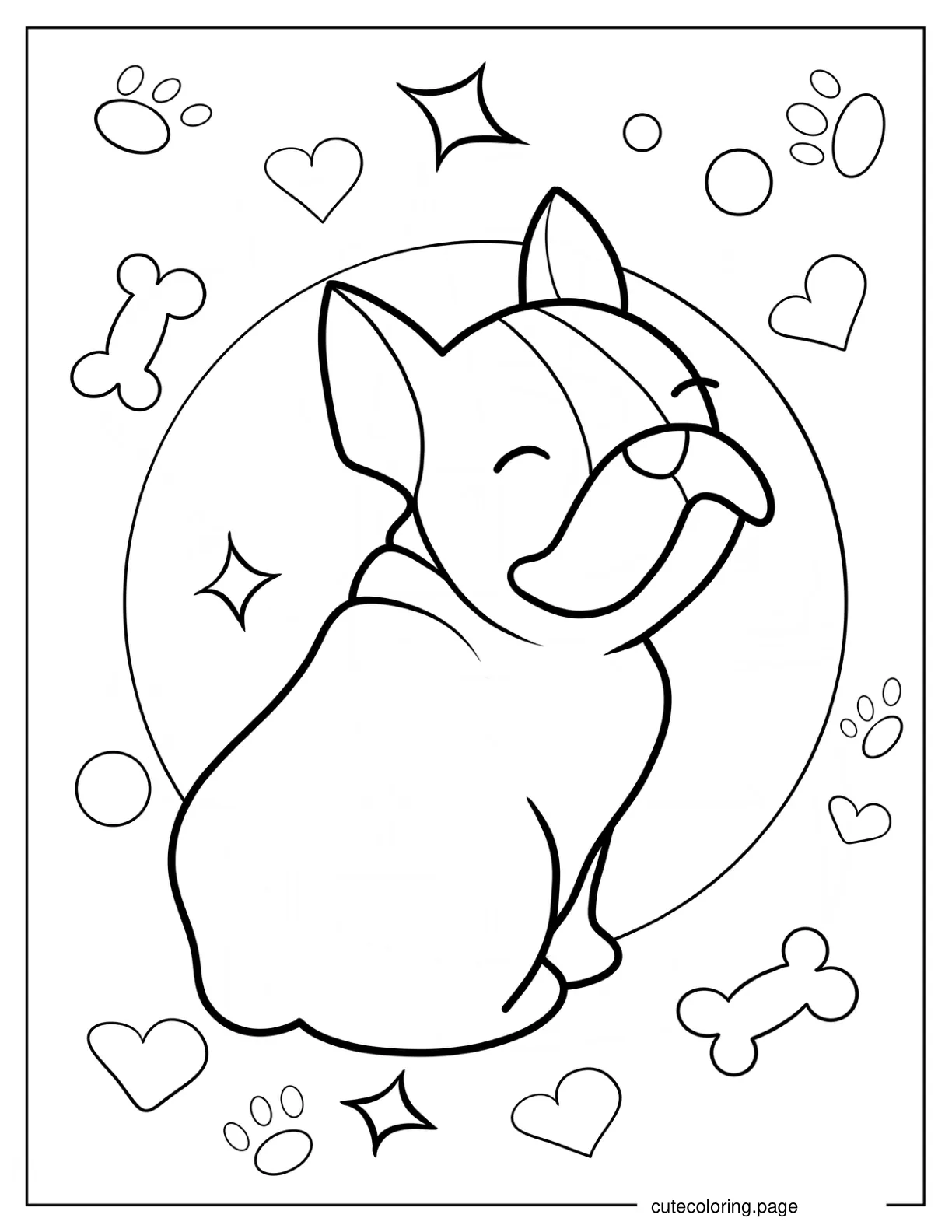 Smiling French Bulldog Coloring Sheet For Preschoolers coloring page