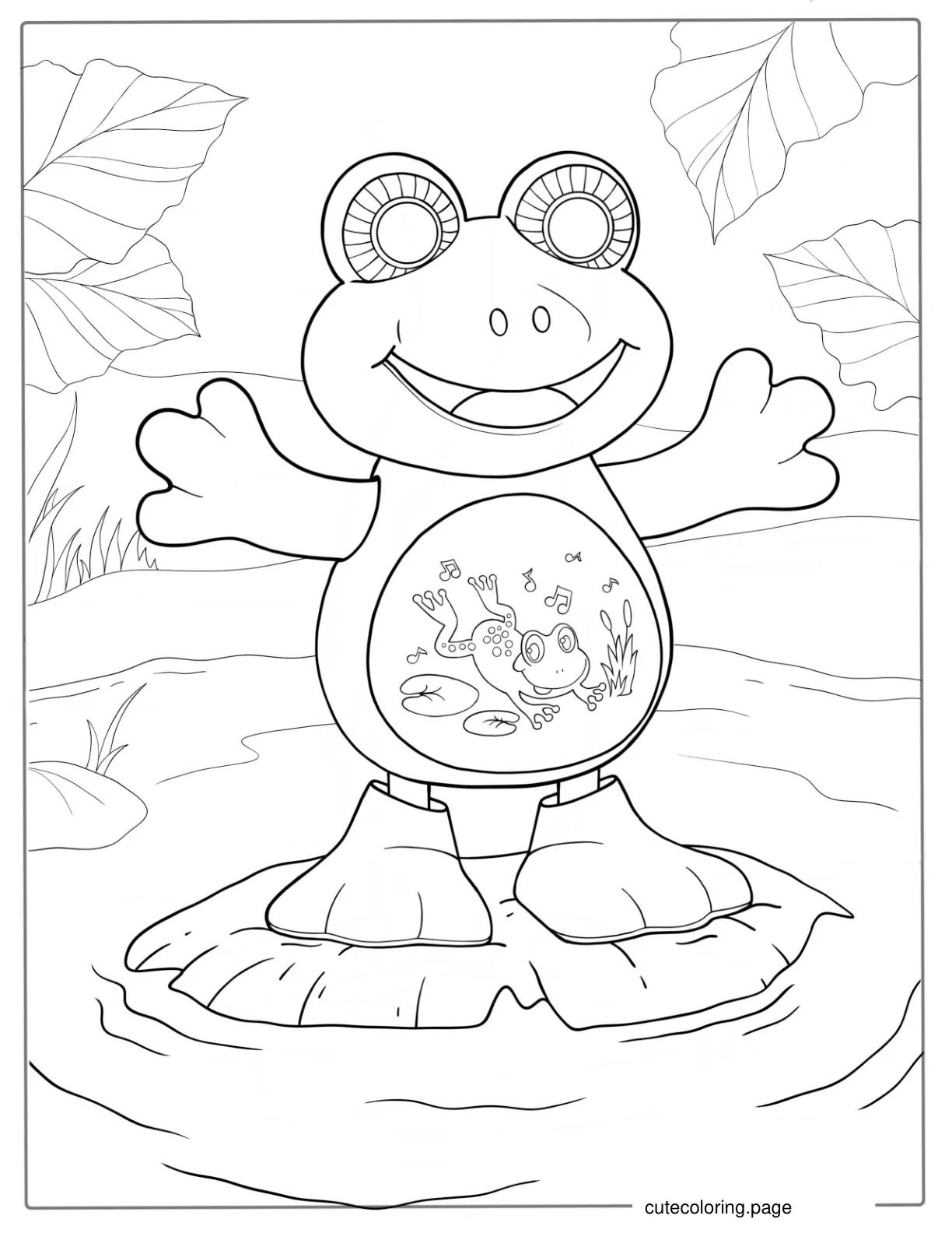 Cartoon Frog In Pond Coloring Sheet coloring page