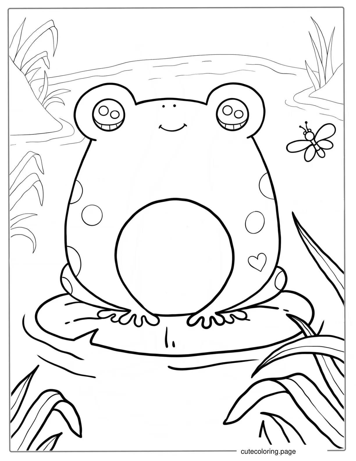 Cute Smiling Frog For Preschoolers To Color coloring page