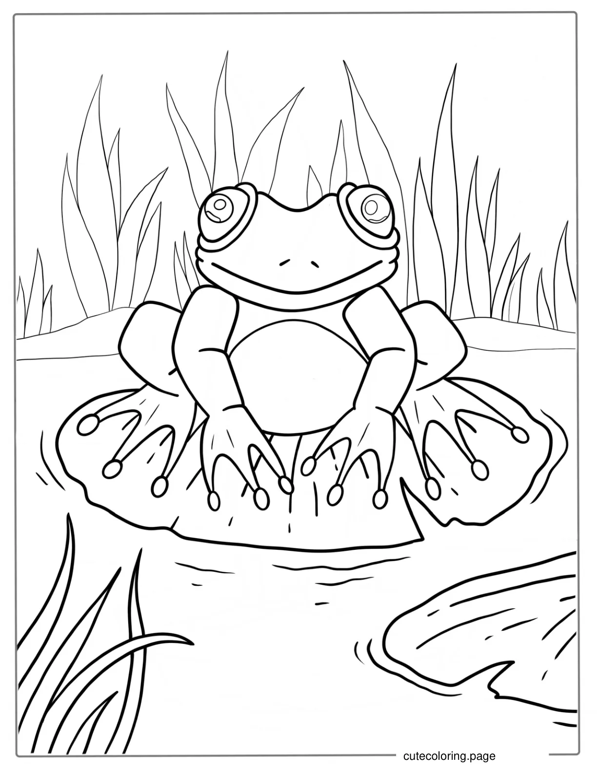 Frog Sitting On Lily Pad To Color For Kids coloring page