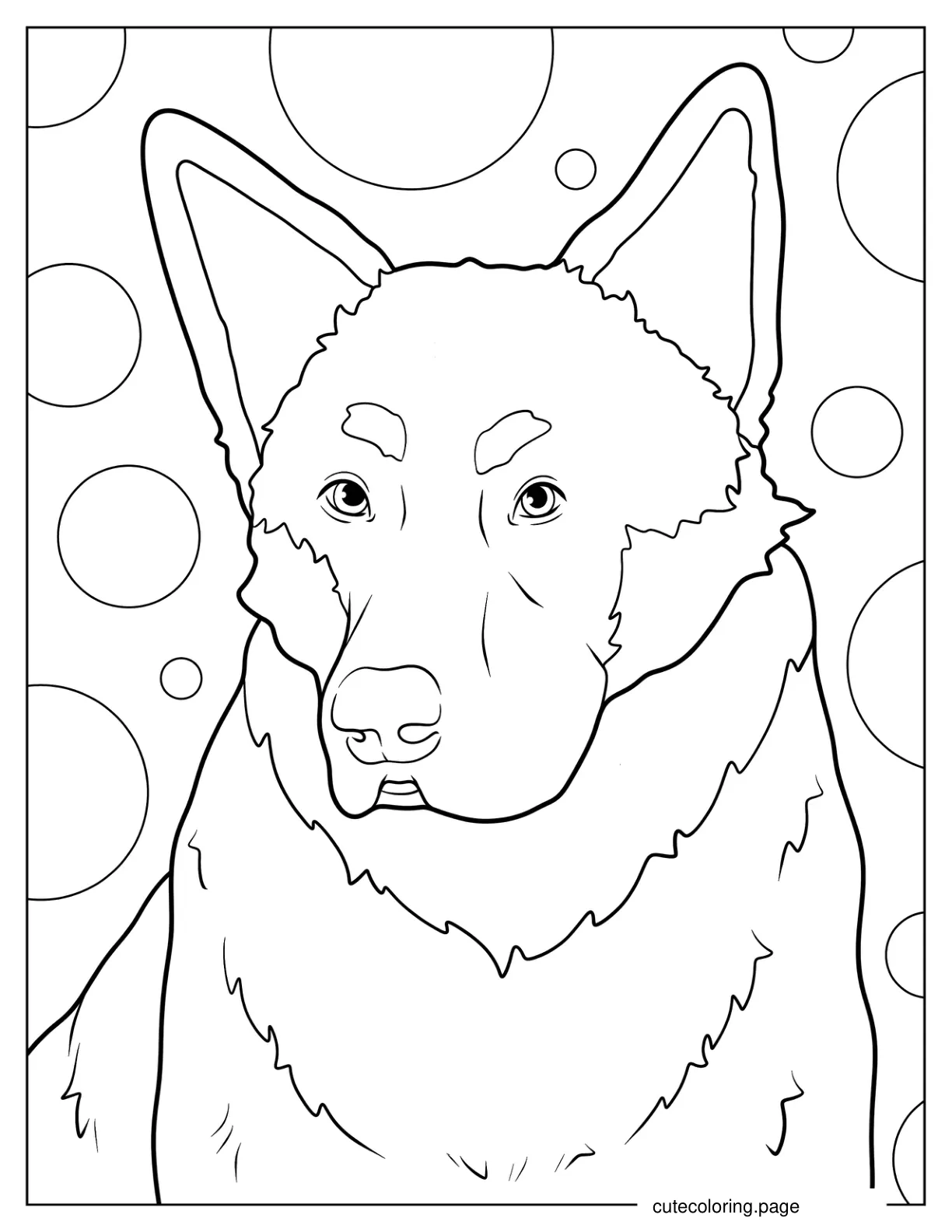 Close Up Of German Shepherd coloring page