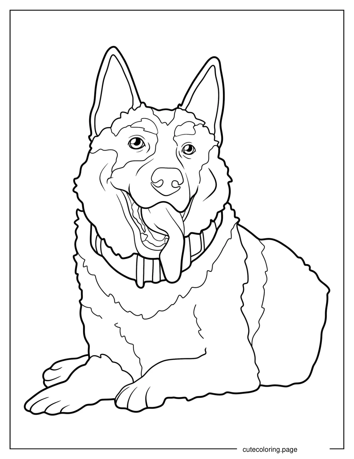 Easy German Shepherd Resting Coloring Sheet coloring page