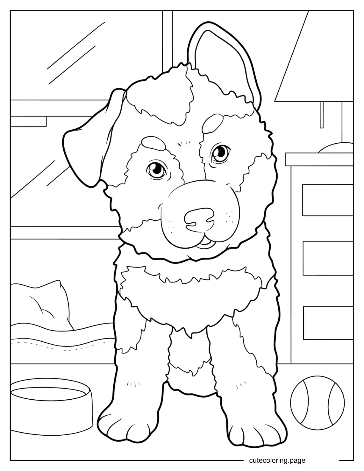 German Shepherd Puppy With One Ear Up Coloring Page coloring page