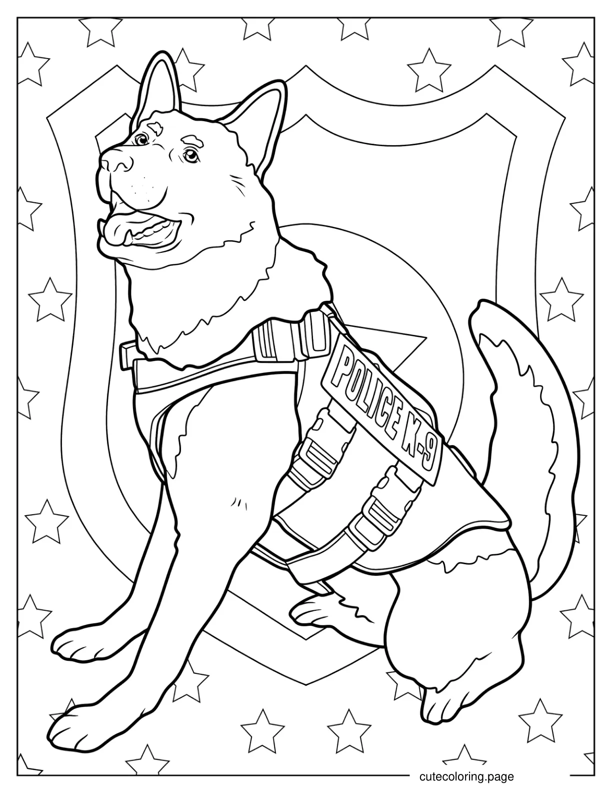 Police K 9 German Shepherd Coloring Sheet coloring page