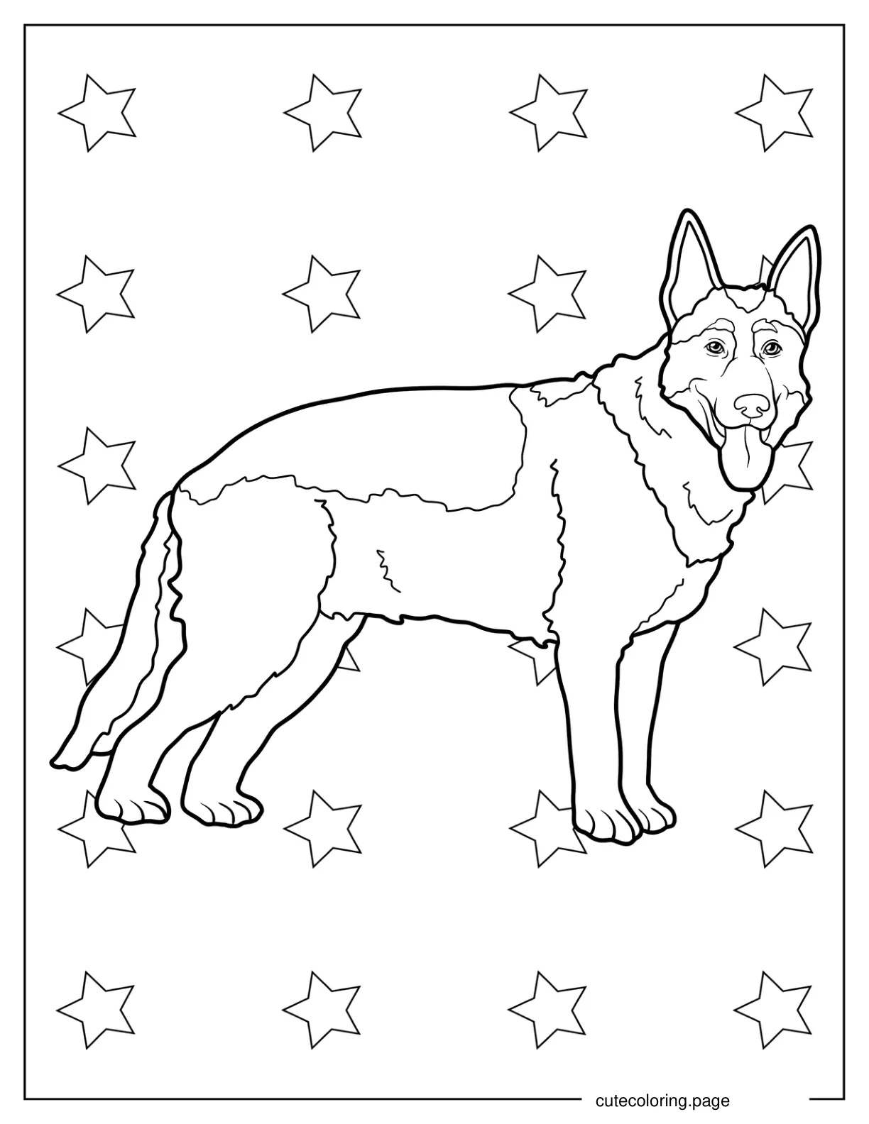 Realistic German Shepherd In Profile Coloring Page coloring page